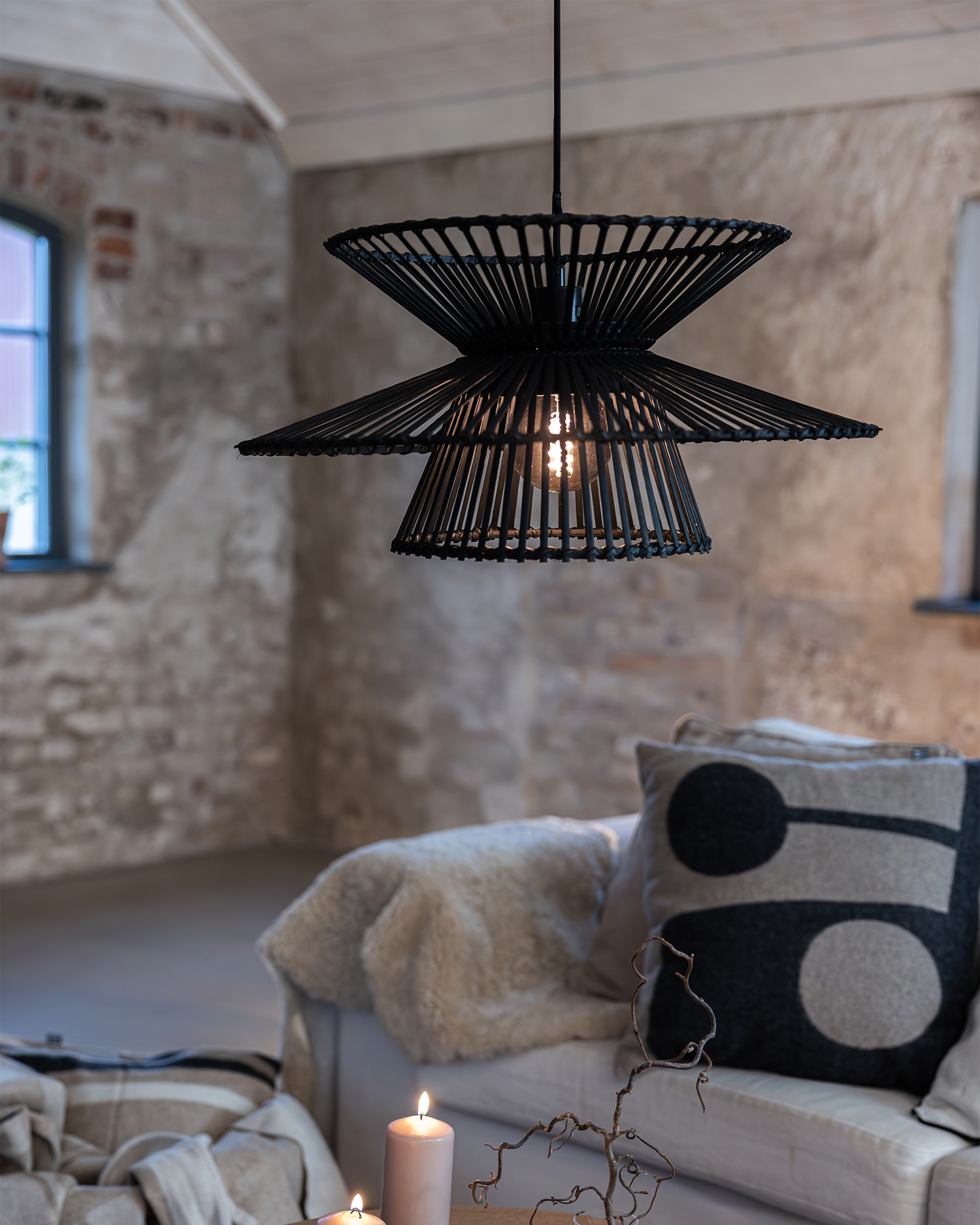 Lampada a sospensione Duplis, nera