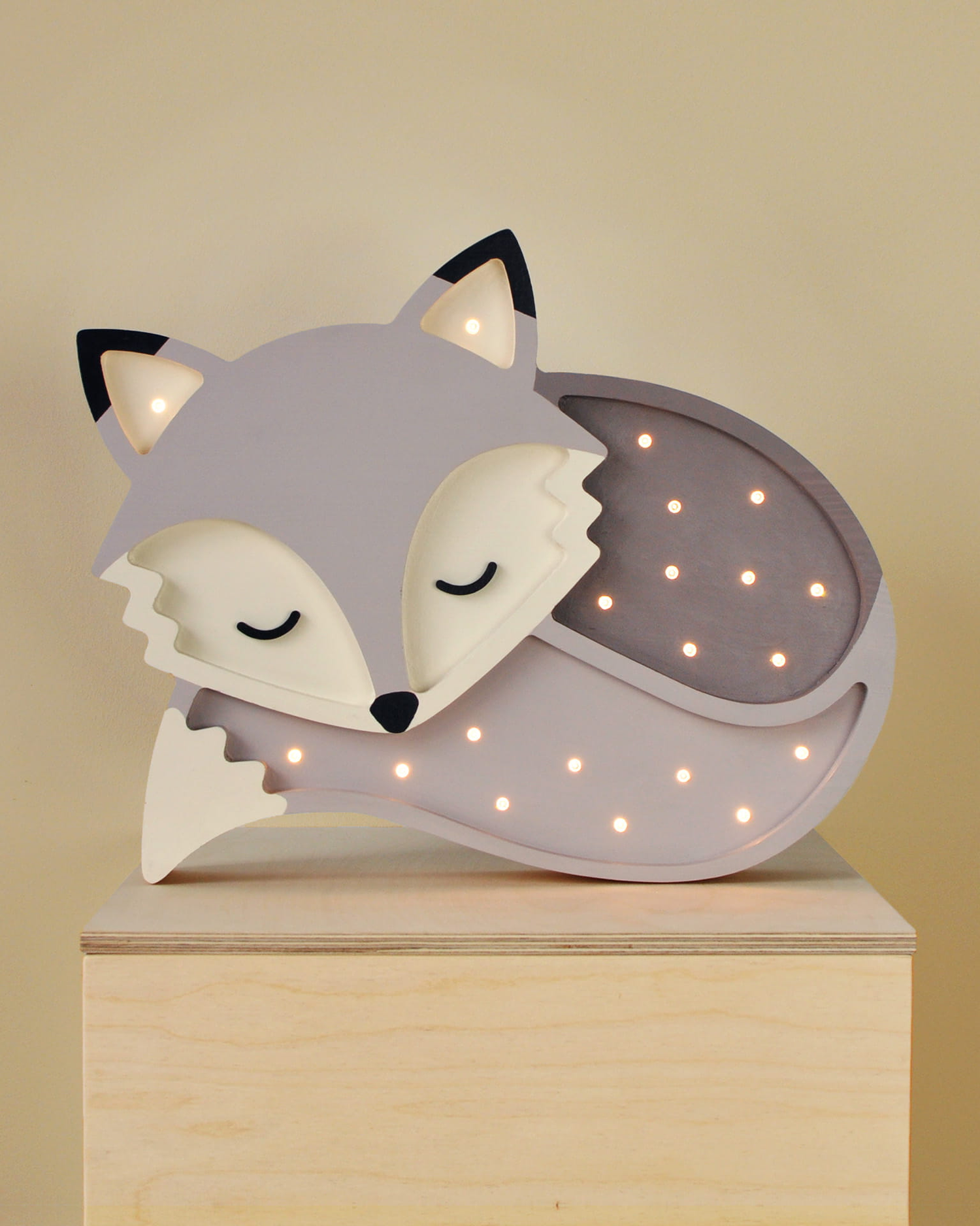 Lampada portatile in legno Fox, grigia