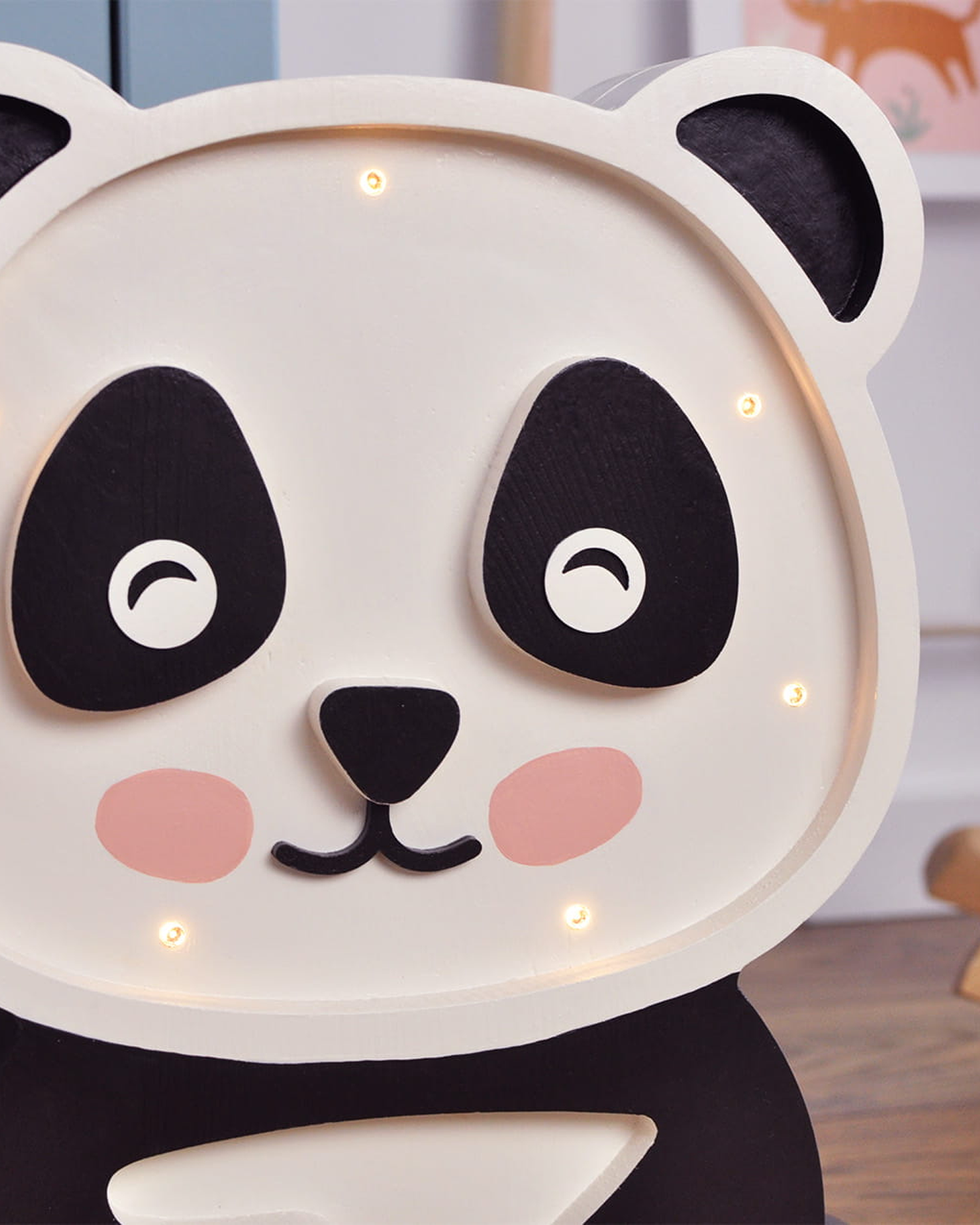 Lampada portatile in legno Panda