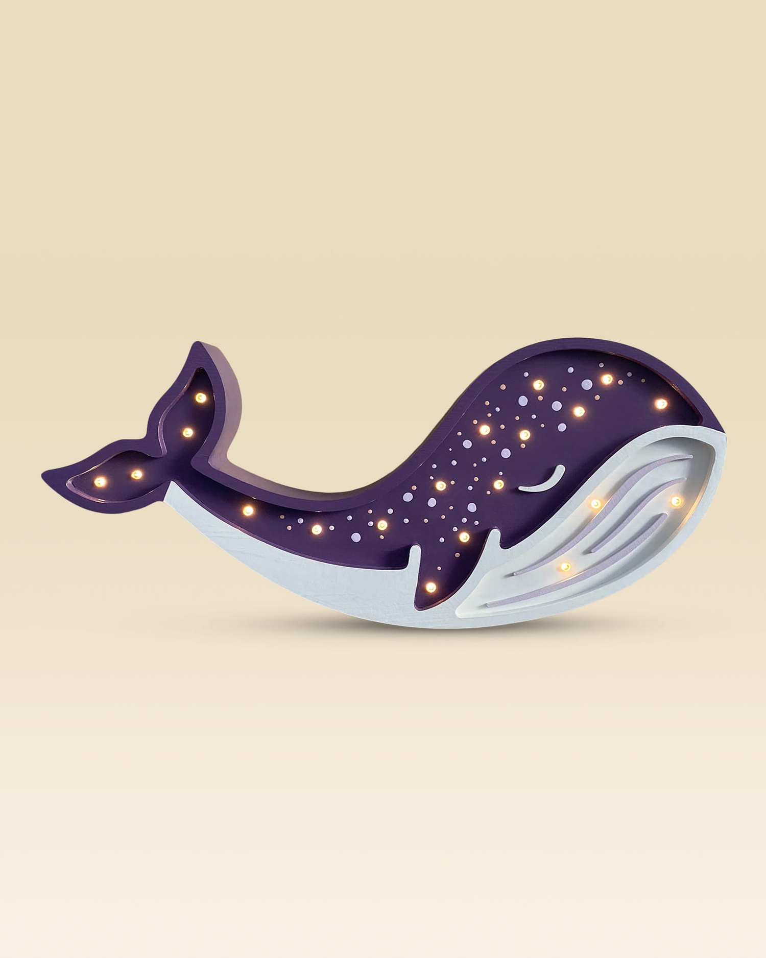 Lampada portatile in legno Whale, viola