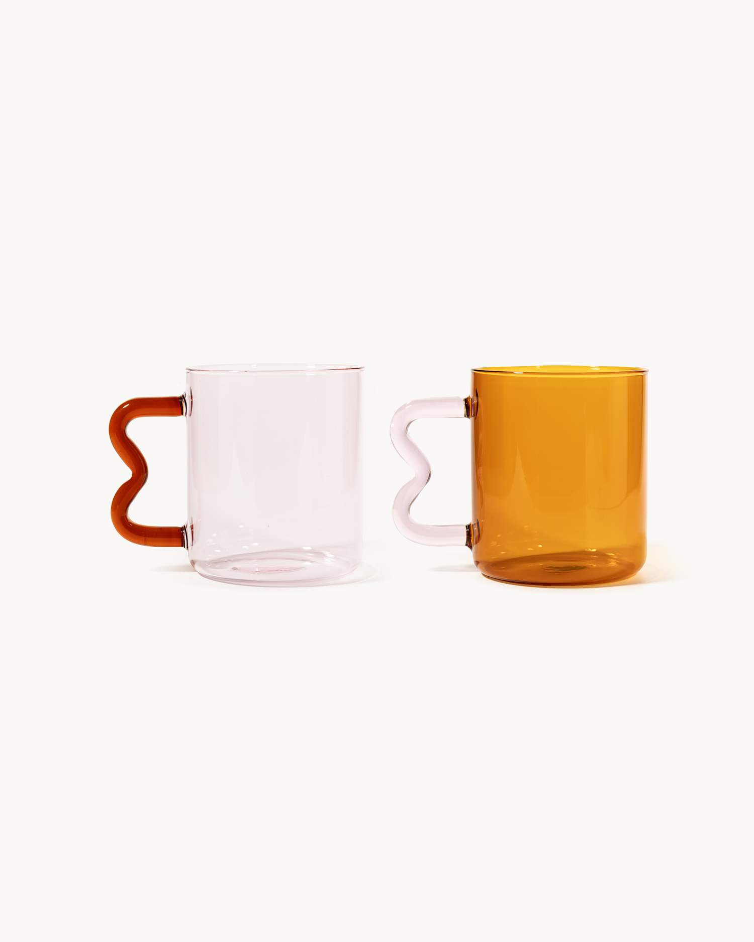 Set 2 tazze in vetro borosilicato Penelope, rosa e arancio