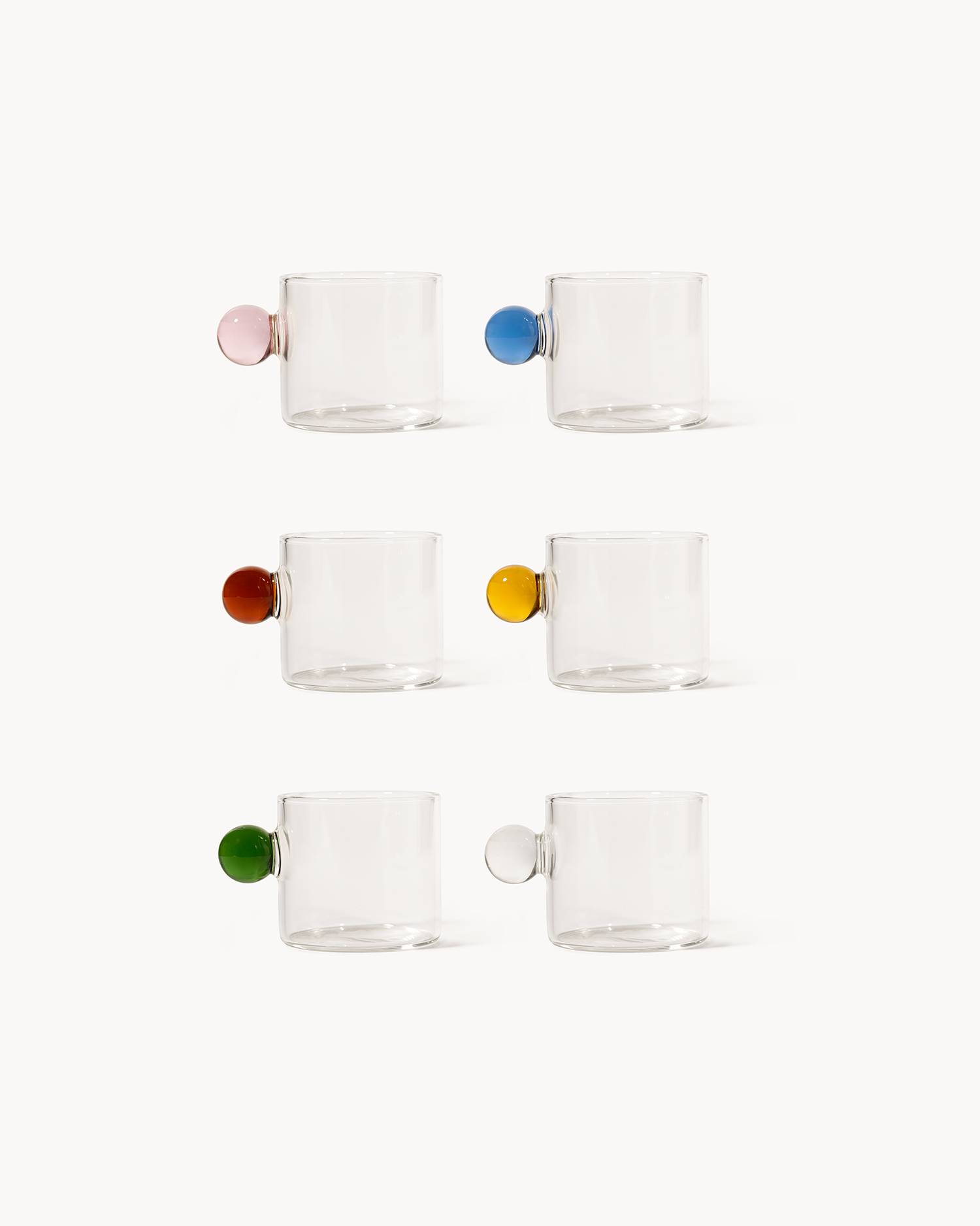 Set 6 tazzine da caffè in vetro con manico colorato Kalinda