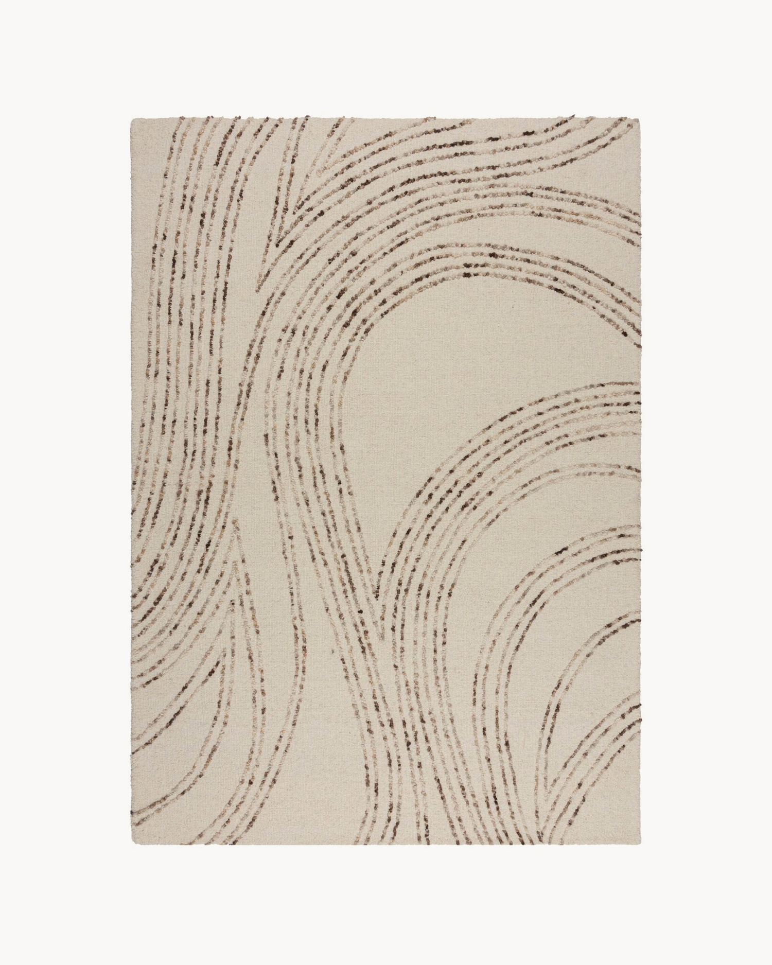 Tappeto in lana Abstract Swirl, crema e marrone