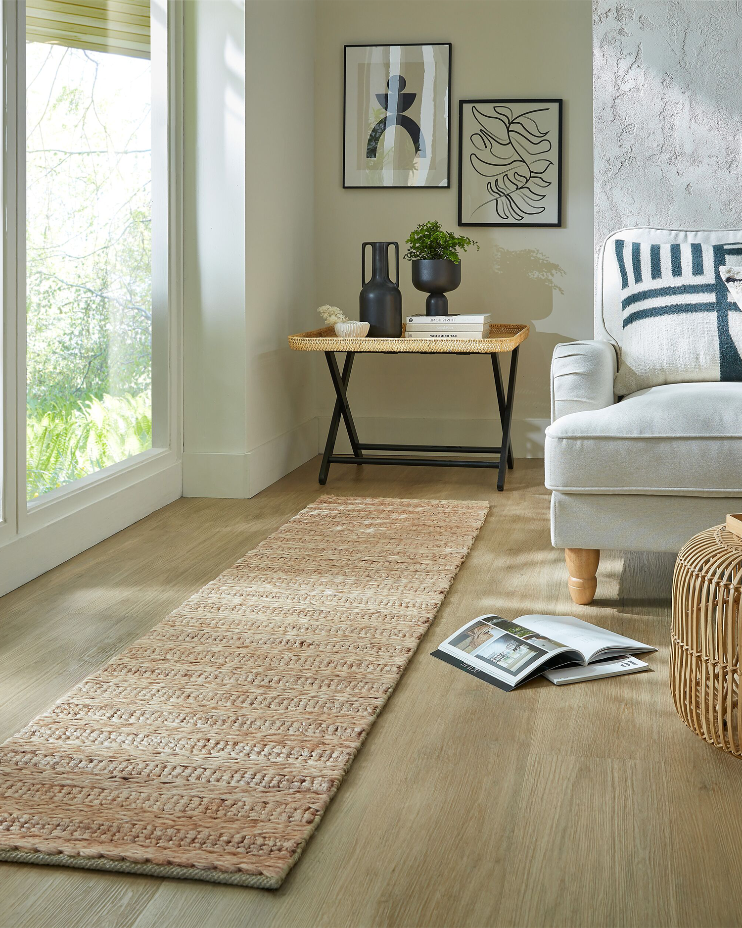 Runner a strisce di juta Drew Braid