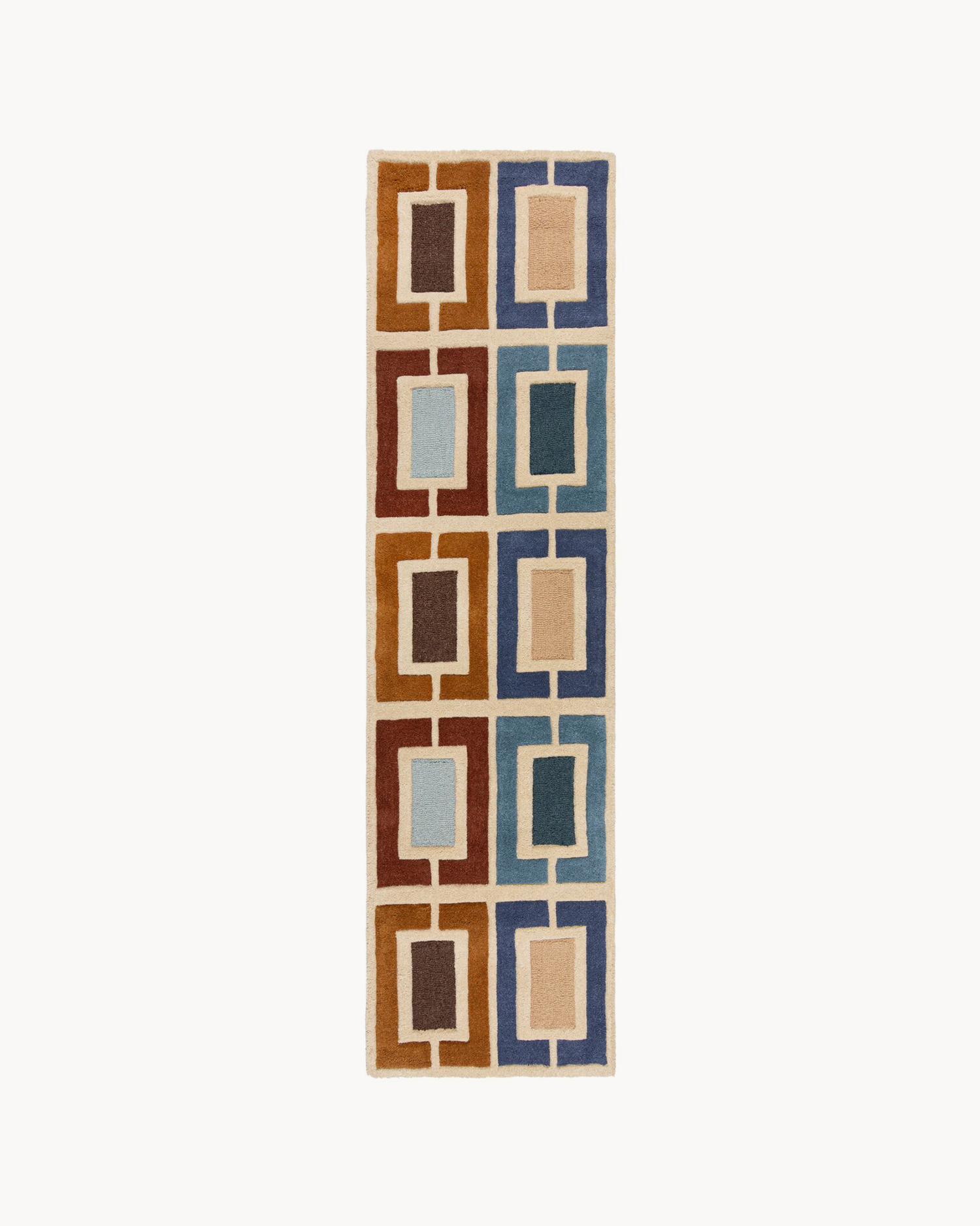 Runner in lana Retro Blocks, multicolore blu