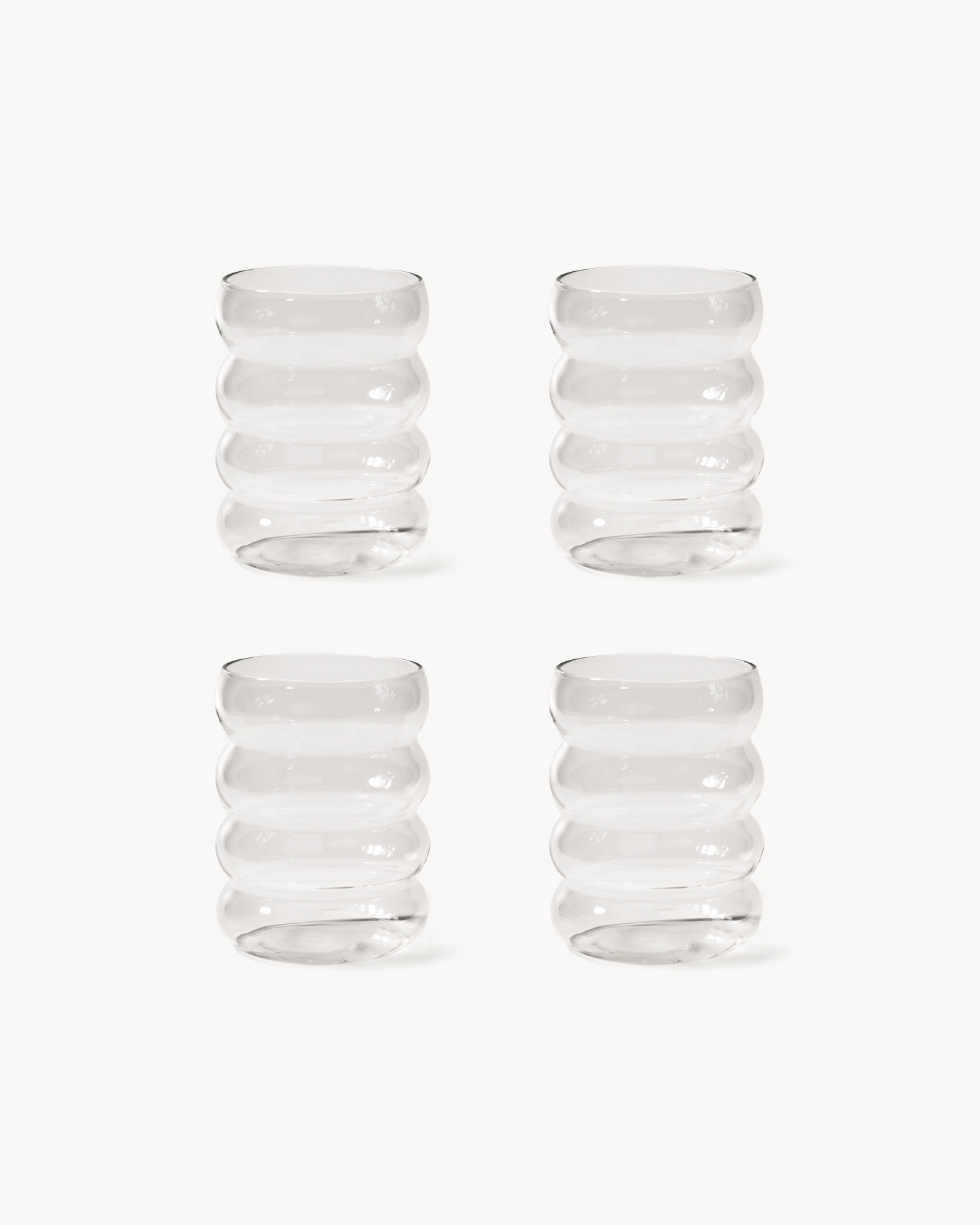 Set 4 bicchieri in vetro ondulati Wave
