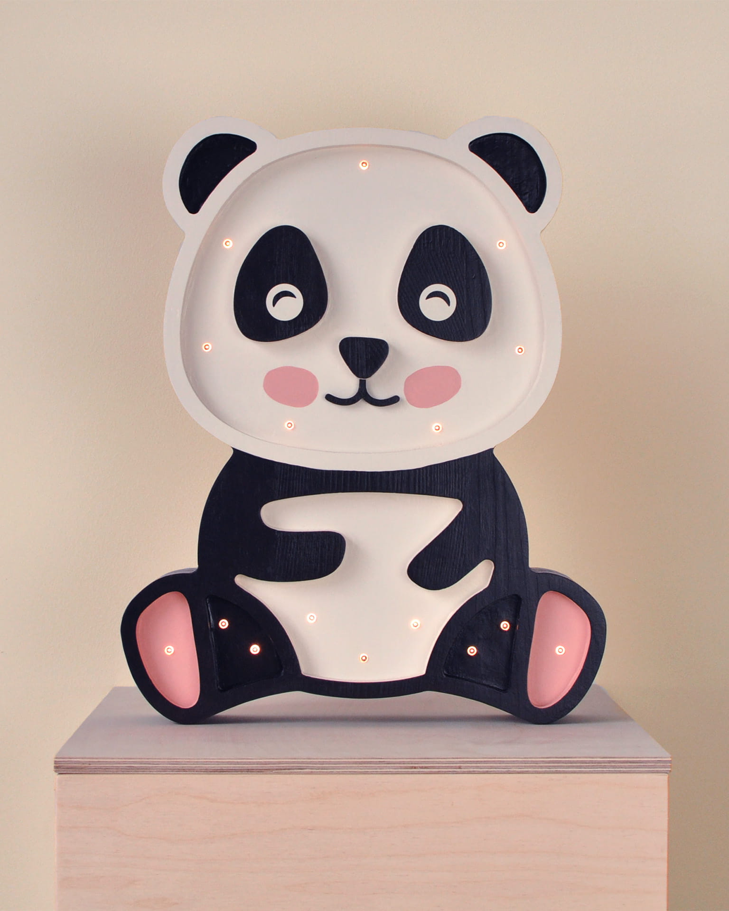 Lampada portatile in legno Panda