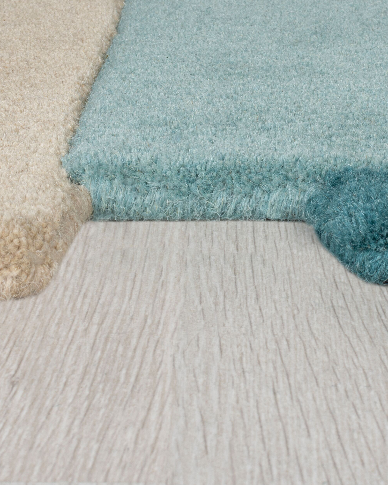 Tappeto astratto in lana Collage Teal