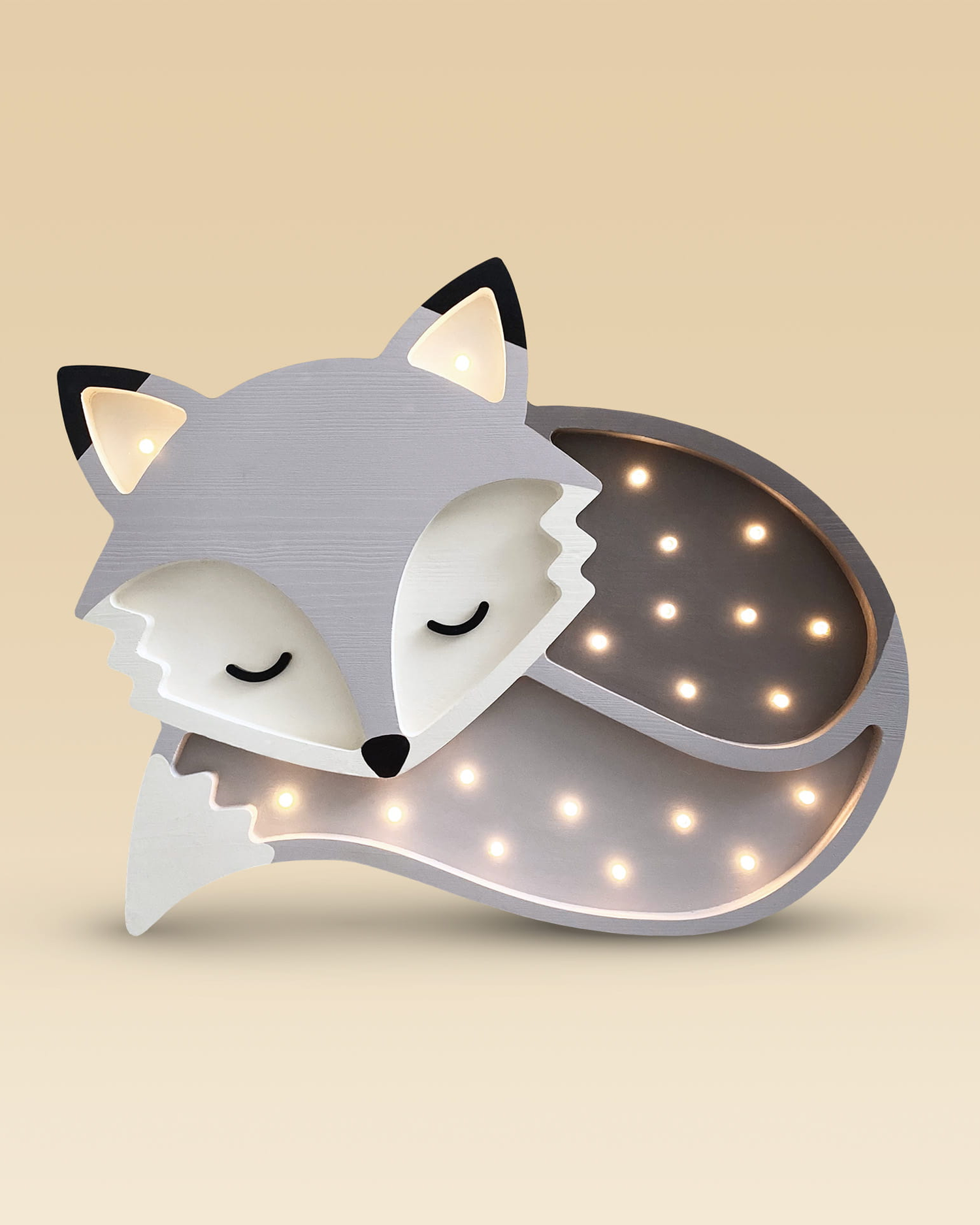 Lampada portatile in legno Fox, grigia