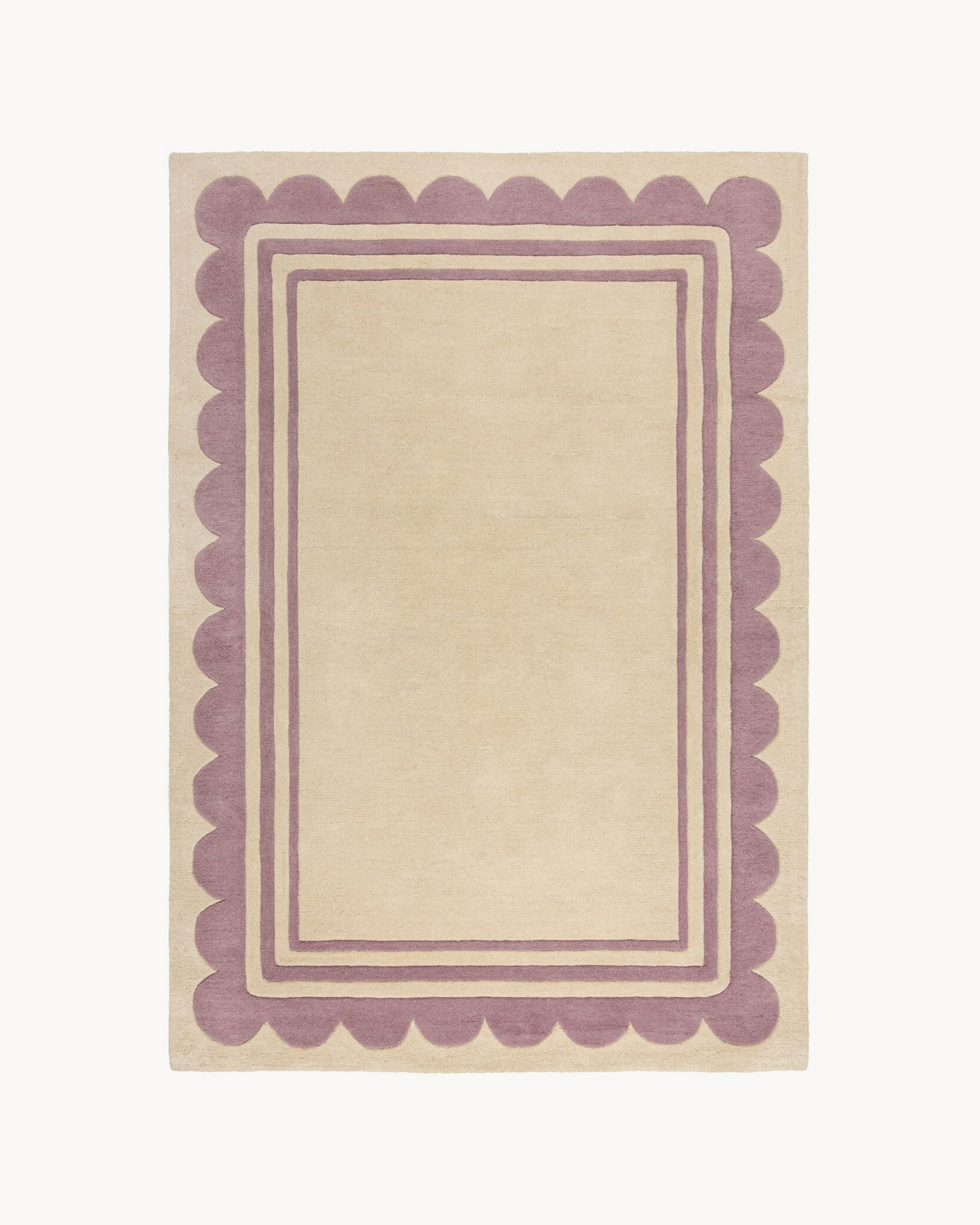 Tappeto in lana con bordo smerlato Lois, rosa