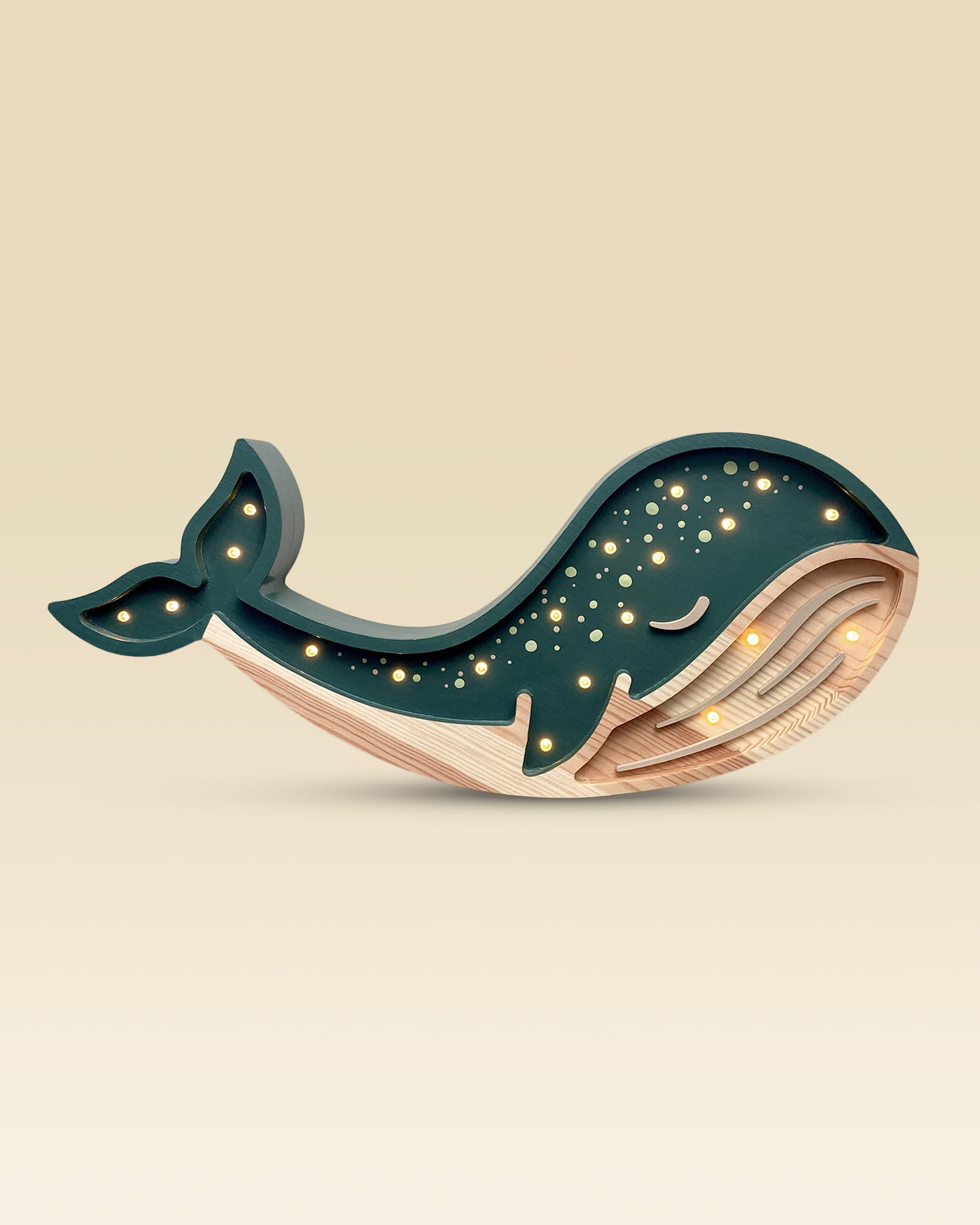 Lampada portatile in legno Whale, verde