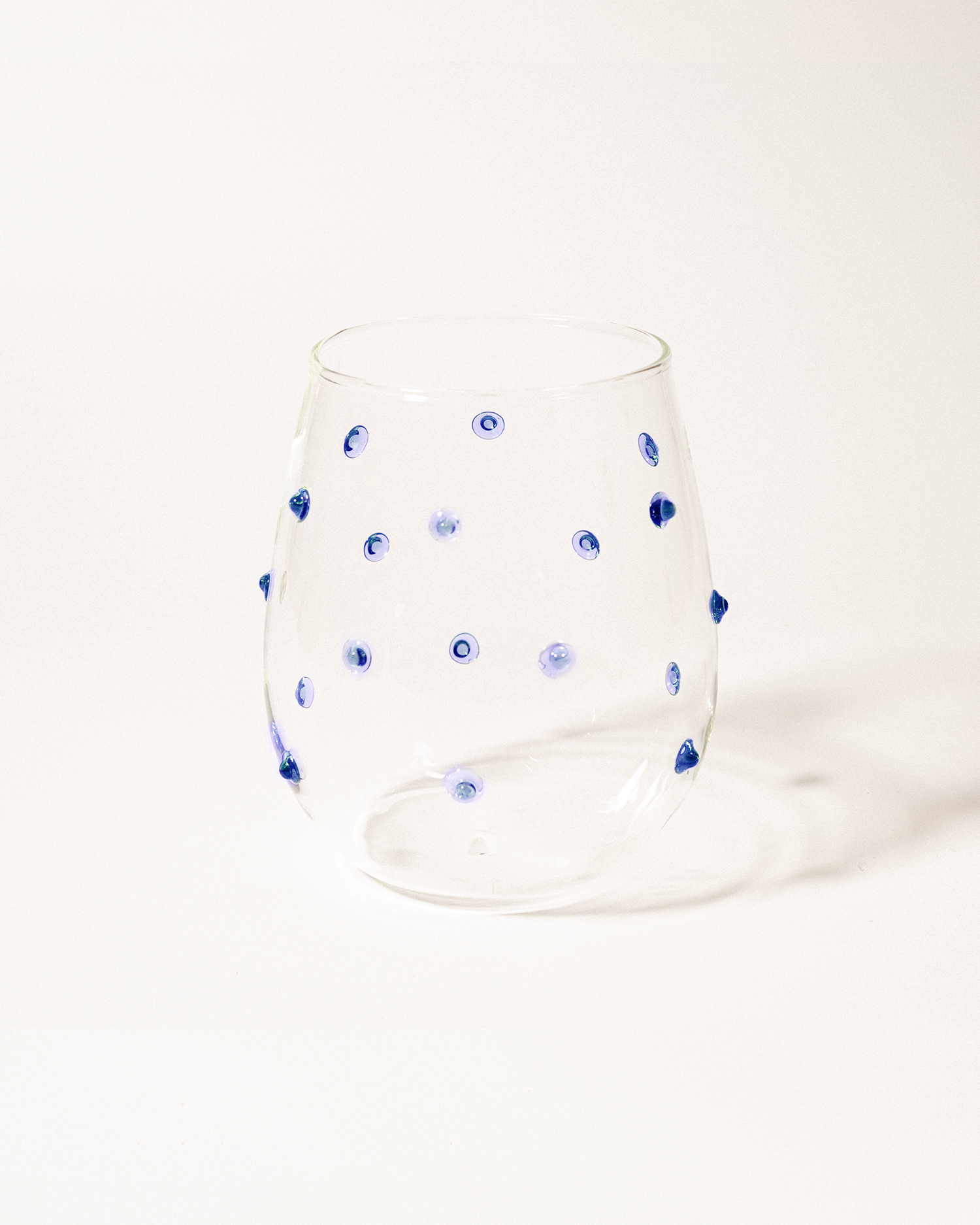 Set 4 bicchieri in vetro con pois Leni, blu