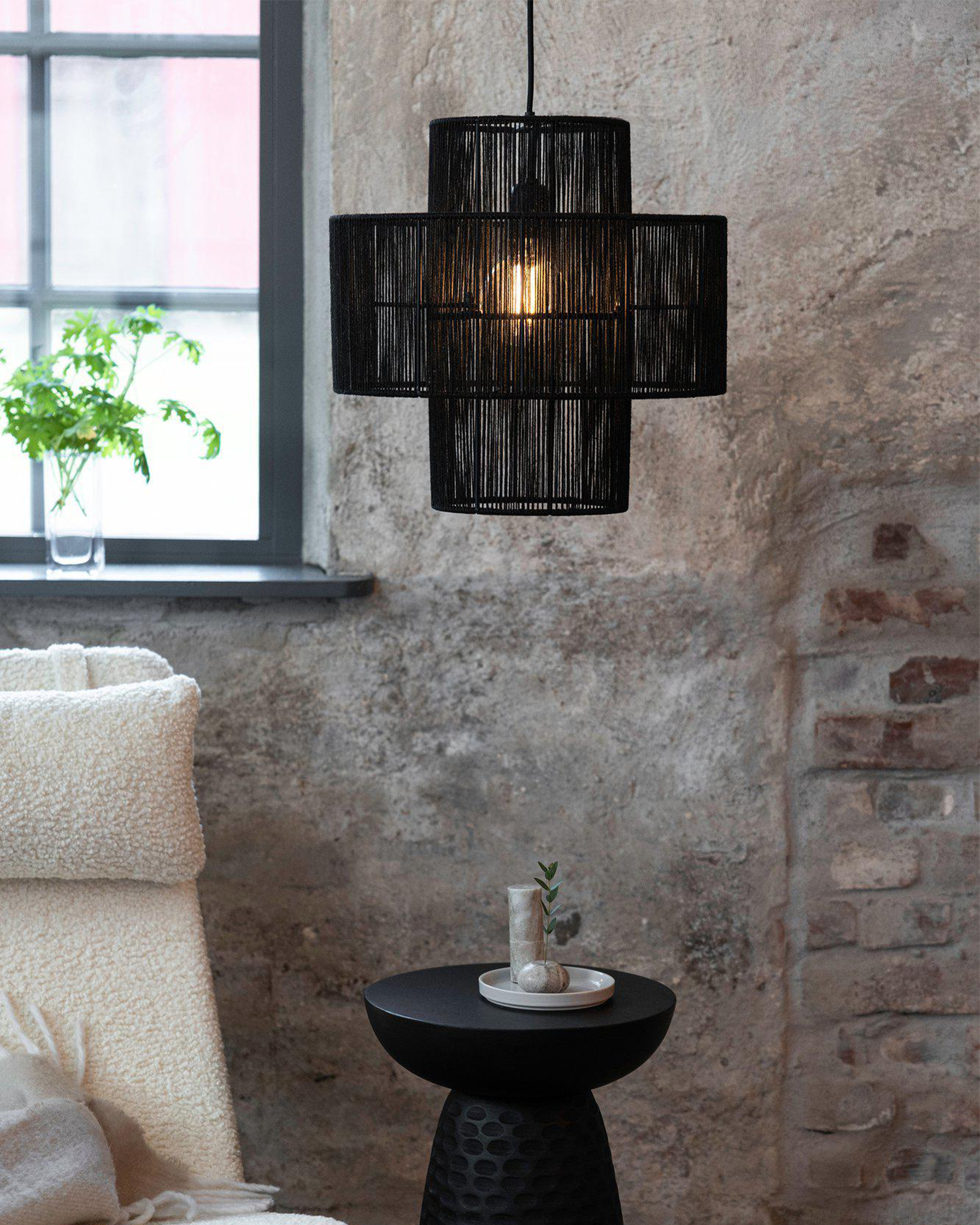 Lampada a sospensione Soga, nera
