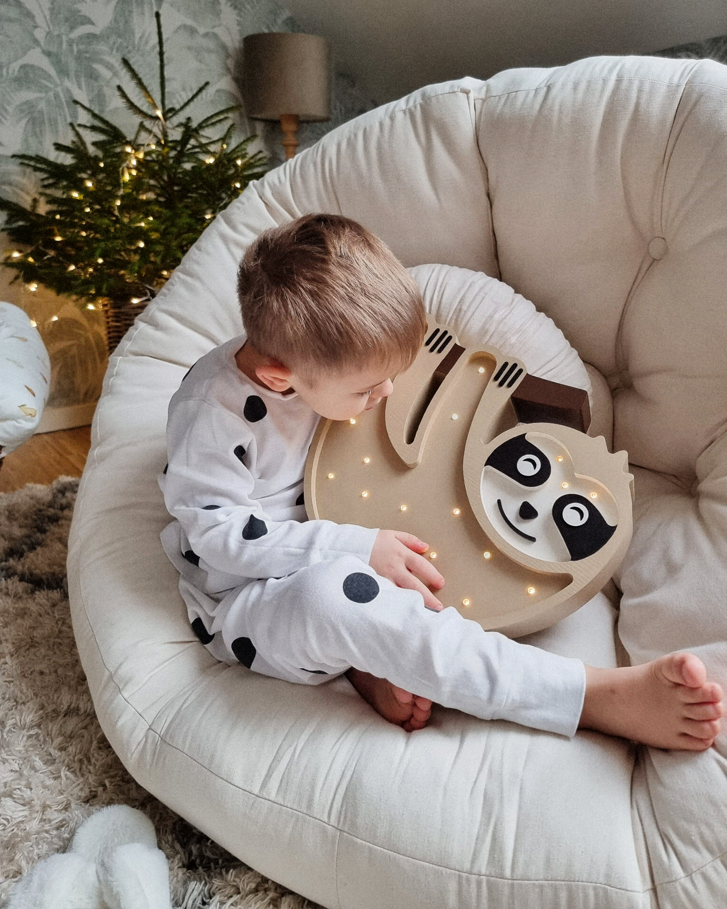 Lampada portatile in legno Sloth
