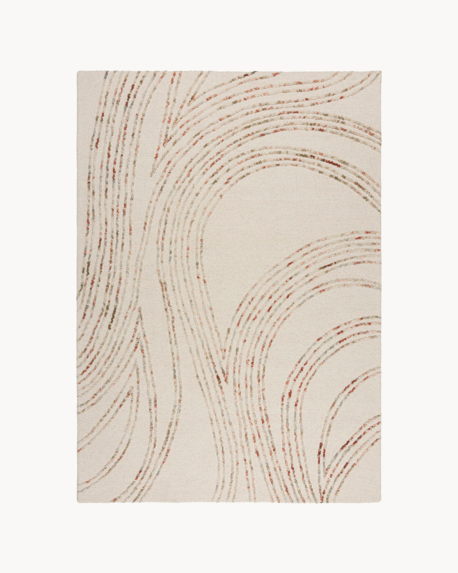 Tappeto in lana Abstract Swirl, crema e arancione
