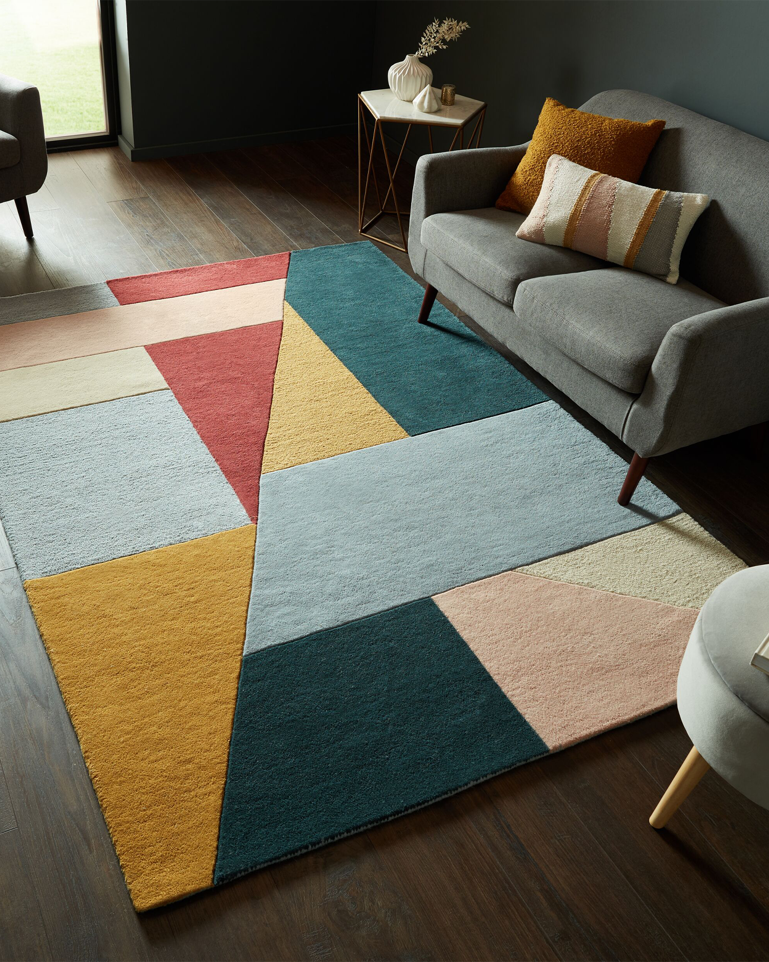 Tappeto geometrico in lana Alwyn