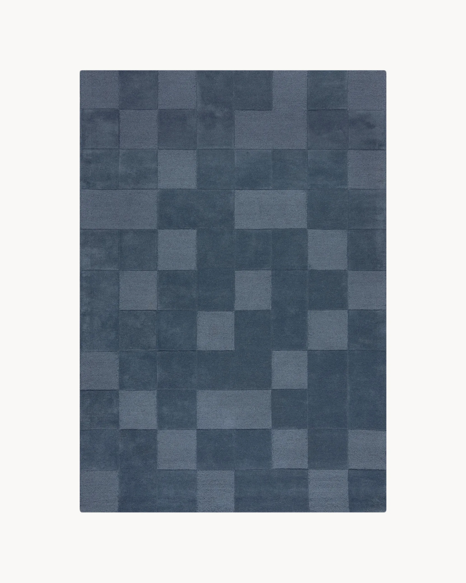 Tappeto moderno in lana Checkerboard, blu