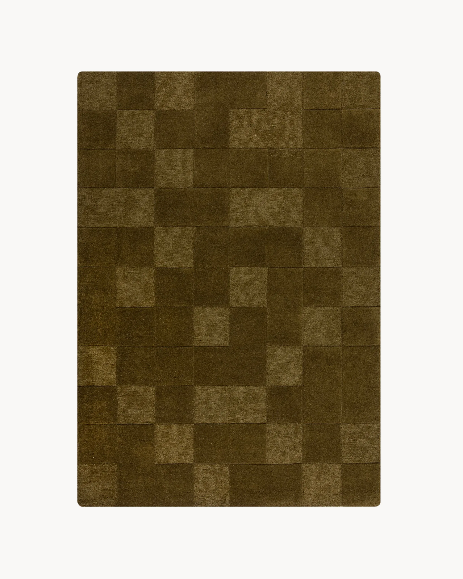 Tappeto moderno in lana Checkerboard, verde