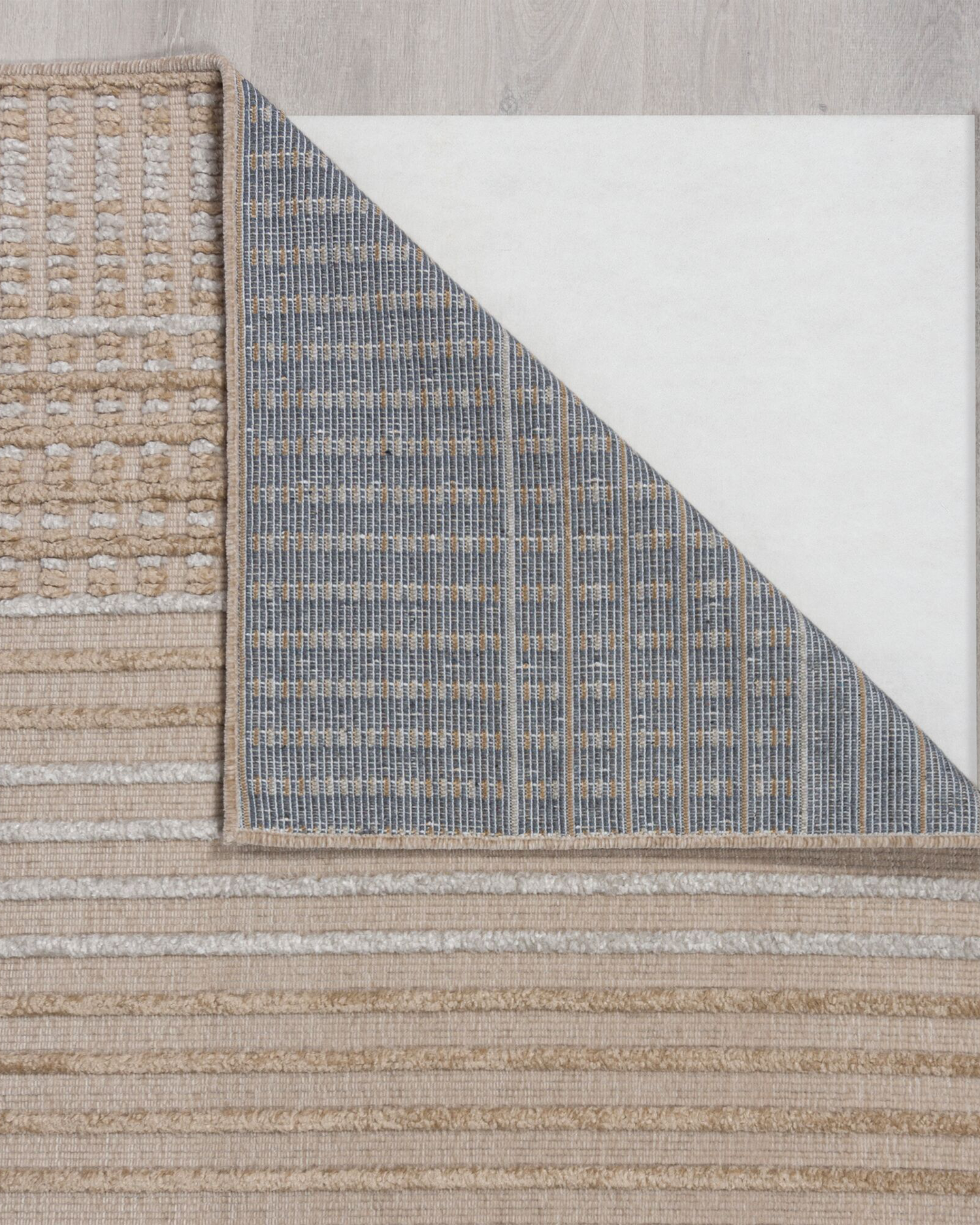 Tappeto lavabile a righe Elton, beige