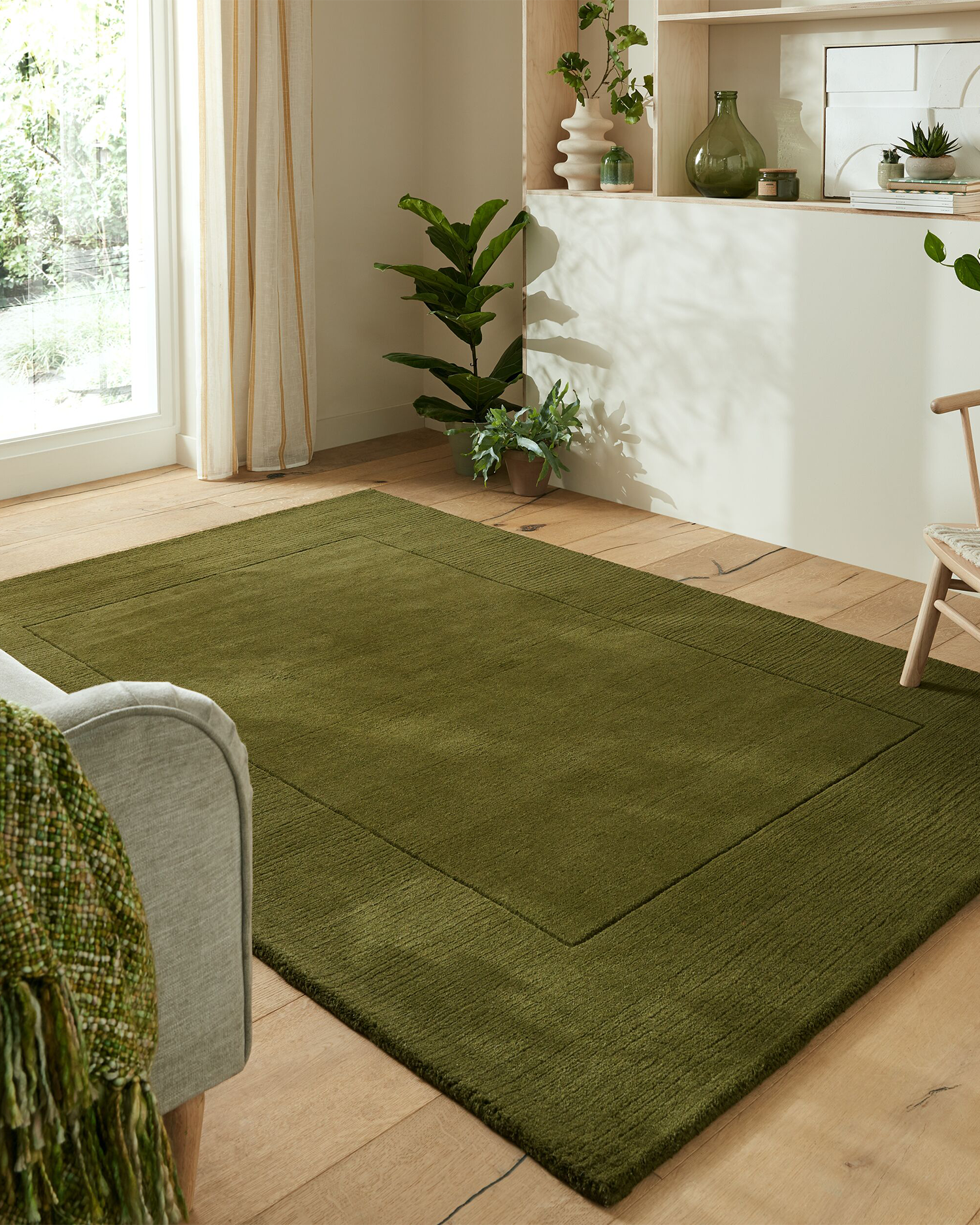 Tappeto in lana realizzato a mano, verde