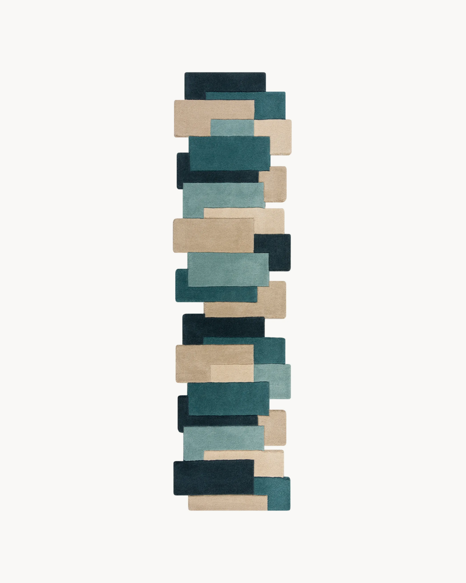 Runner astratto in lana Collage Teal