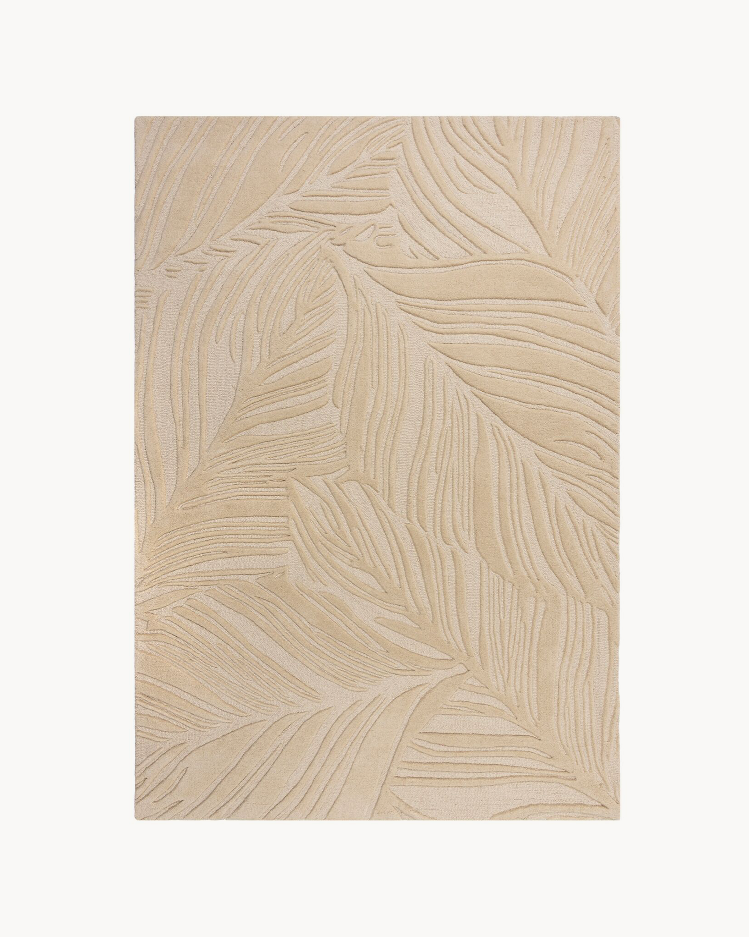 Tappeto in lana Lino Leaf, crema