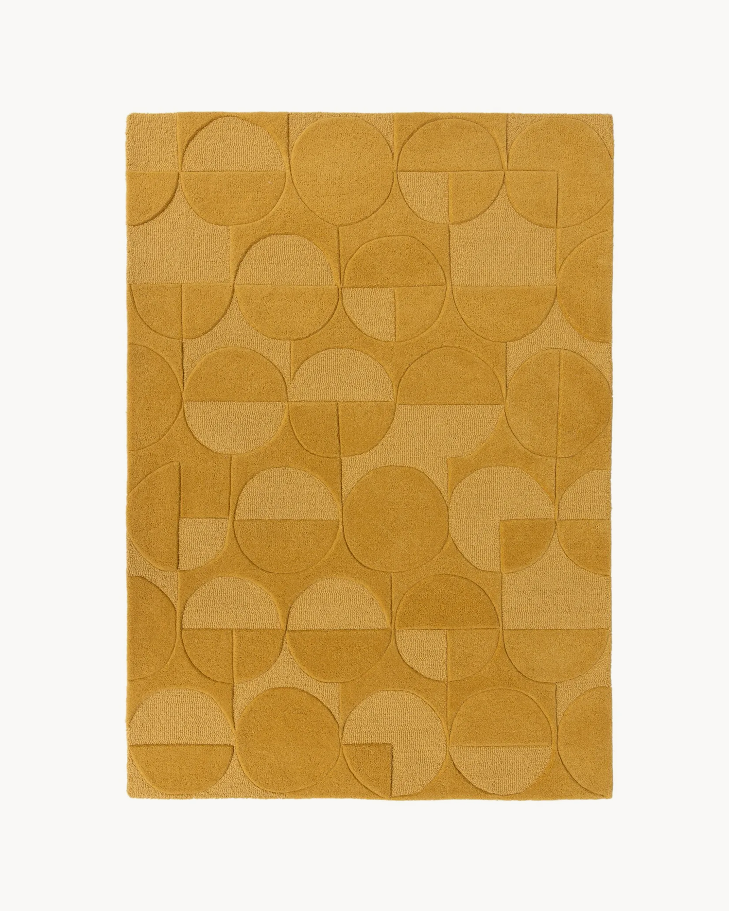Tappeto geometrico in lana Gigi, ocra