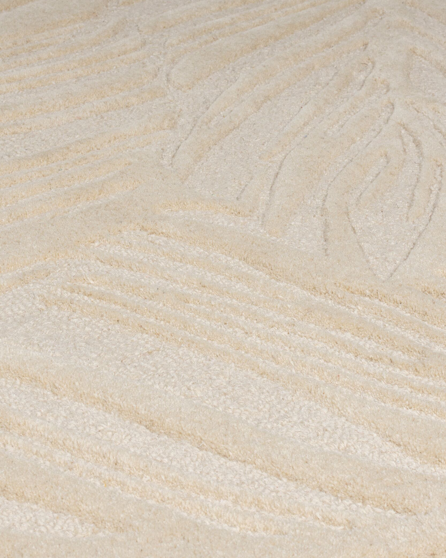 Tappeto in lana Lino Leaf, crema
