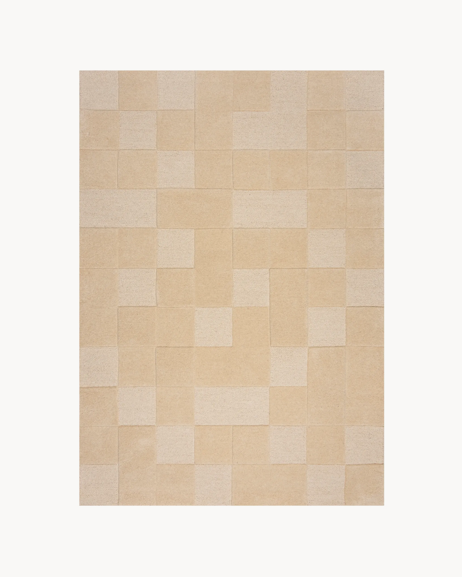 Tappeto moderno in lana Checkerboard, naturale