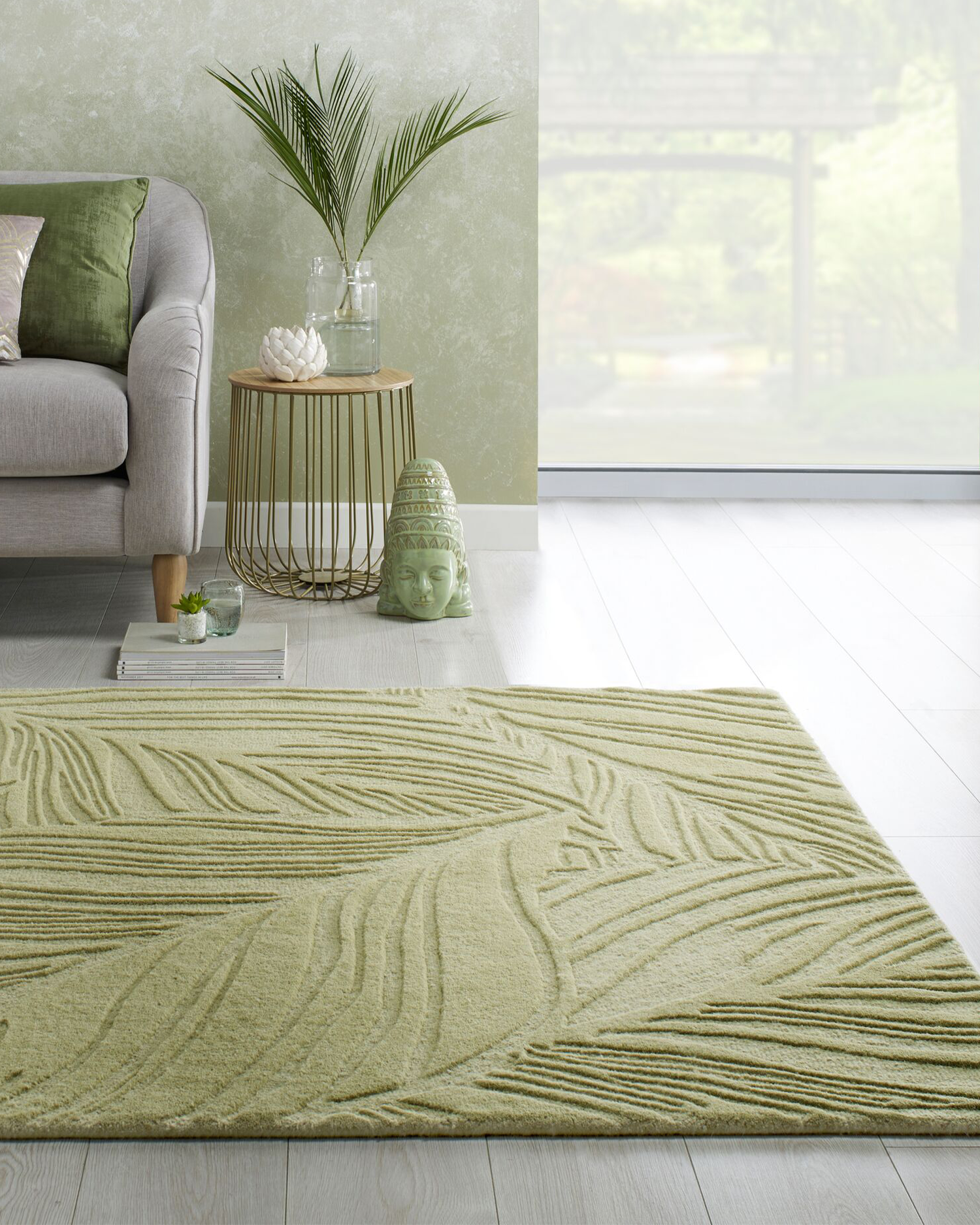 Tappeto in lana Lino Leaf, salvia