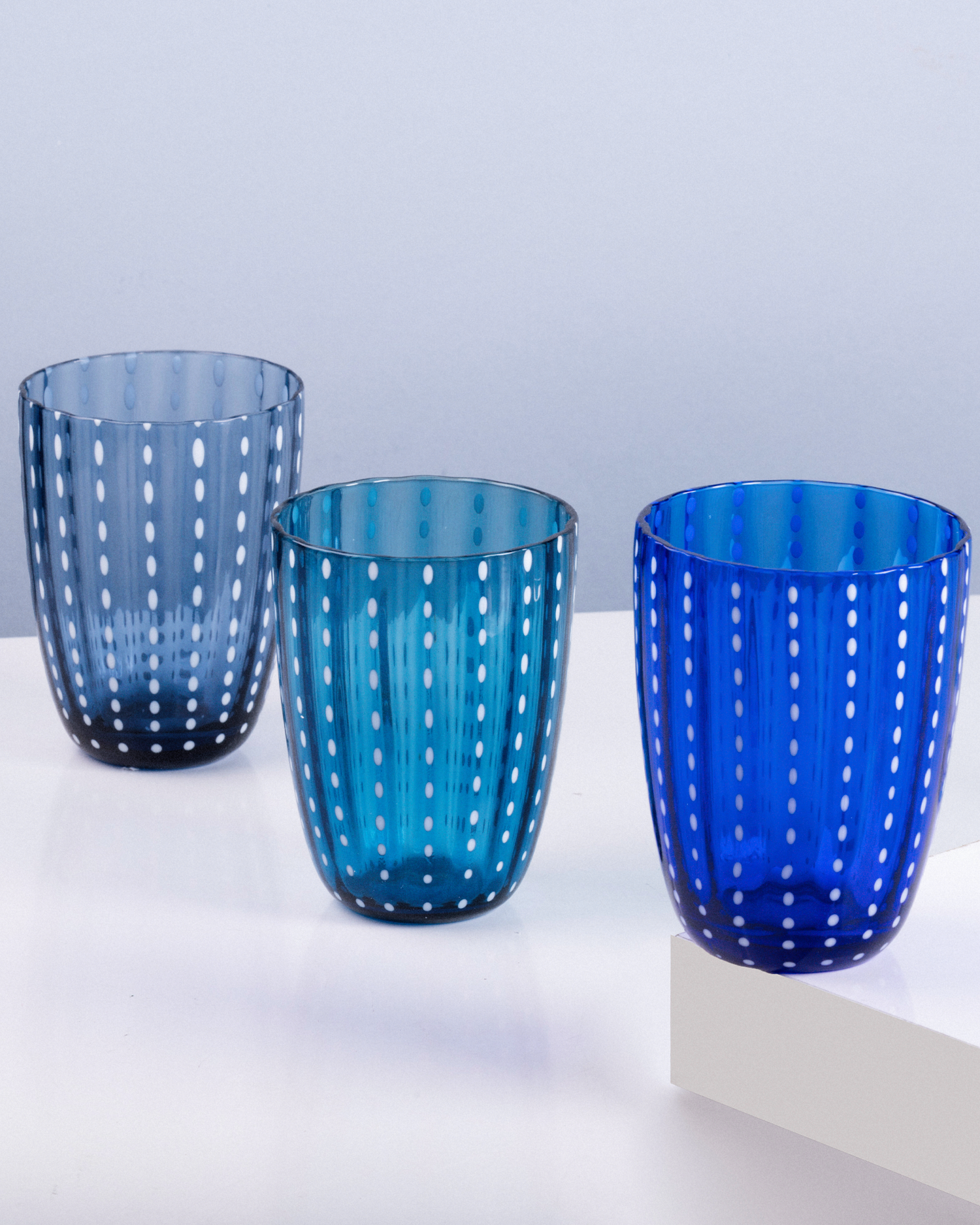 Bicchieri in vetro con pois Kalahari, Ocean