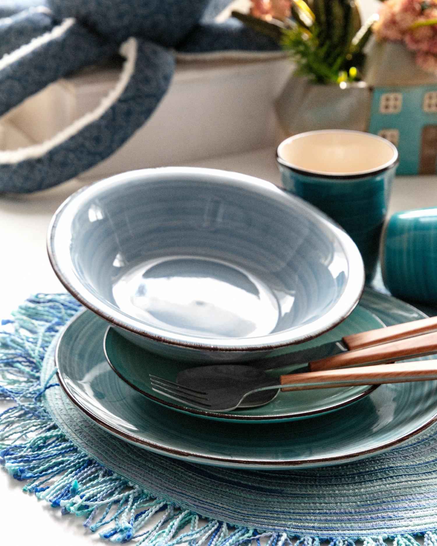 Servizio piatti in gres Baita Acqua Ocean, 6 persone