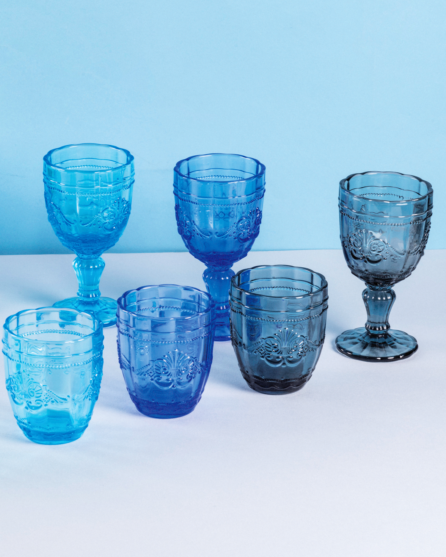 Bicchieri acqua in vetro con decoro Syrah, ocean