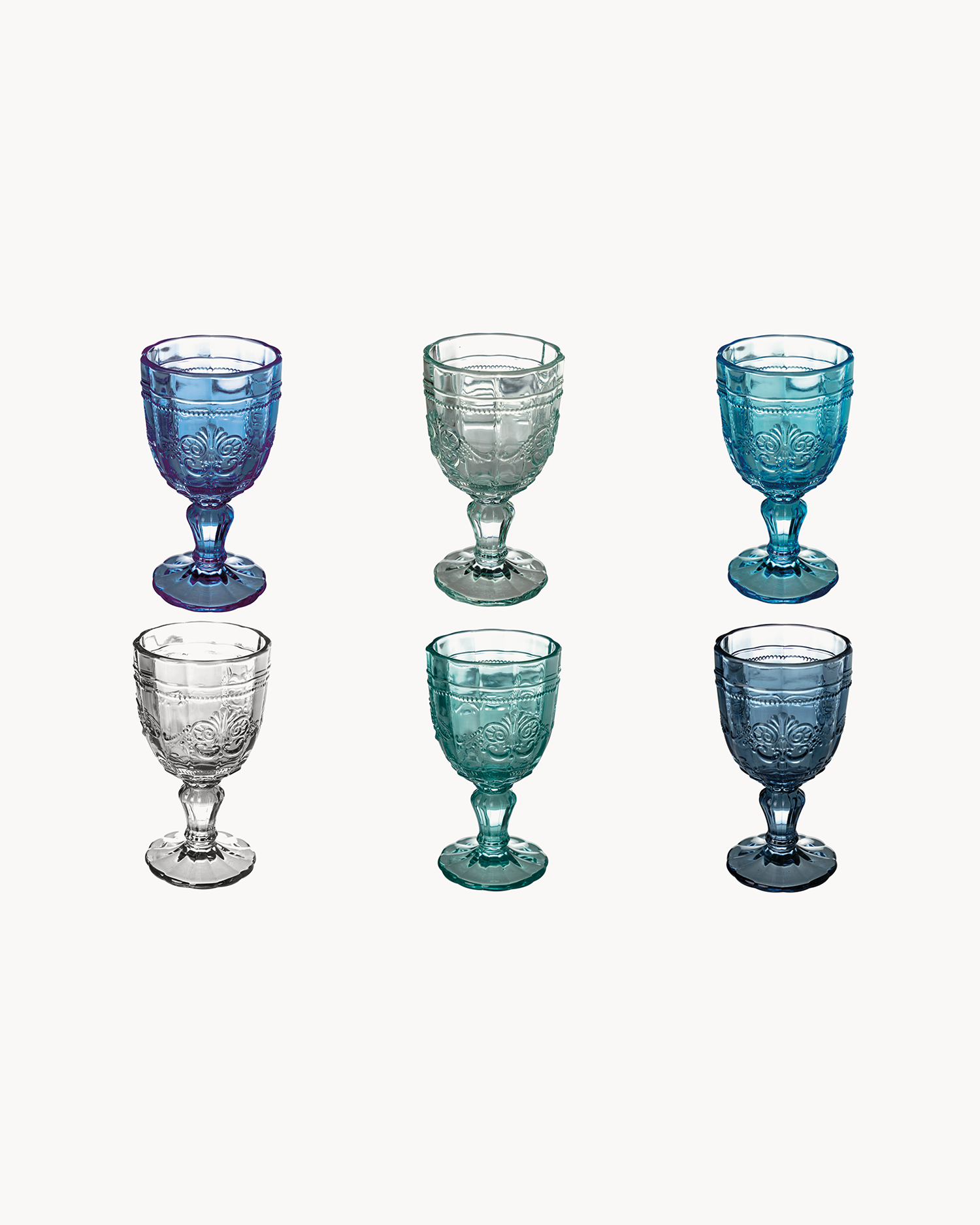 Set 6 calici in vetro trasparente con decoro Syrah, Ocean