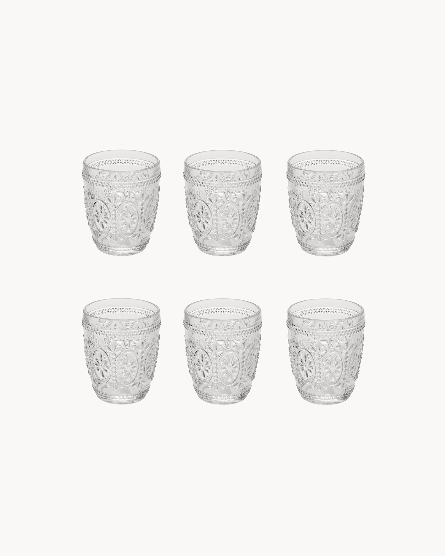 Bicchieri acqua in vetro decorato a rilievo Imperial