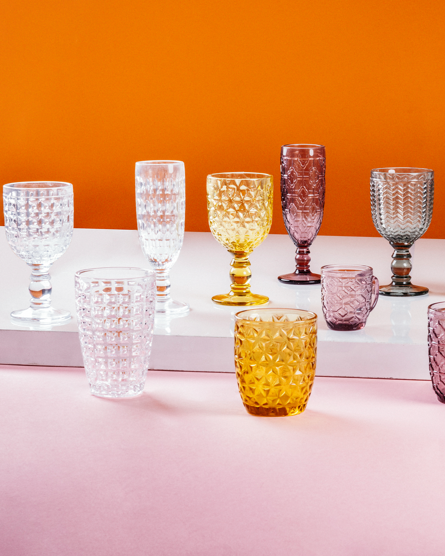 Set tazzine in vetro colorato Geometrie