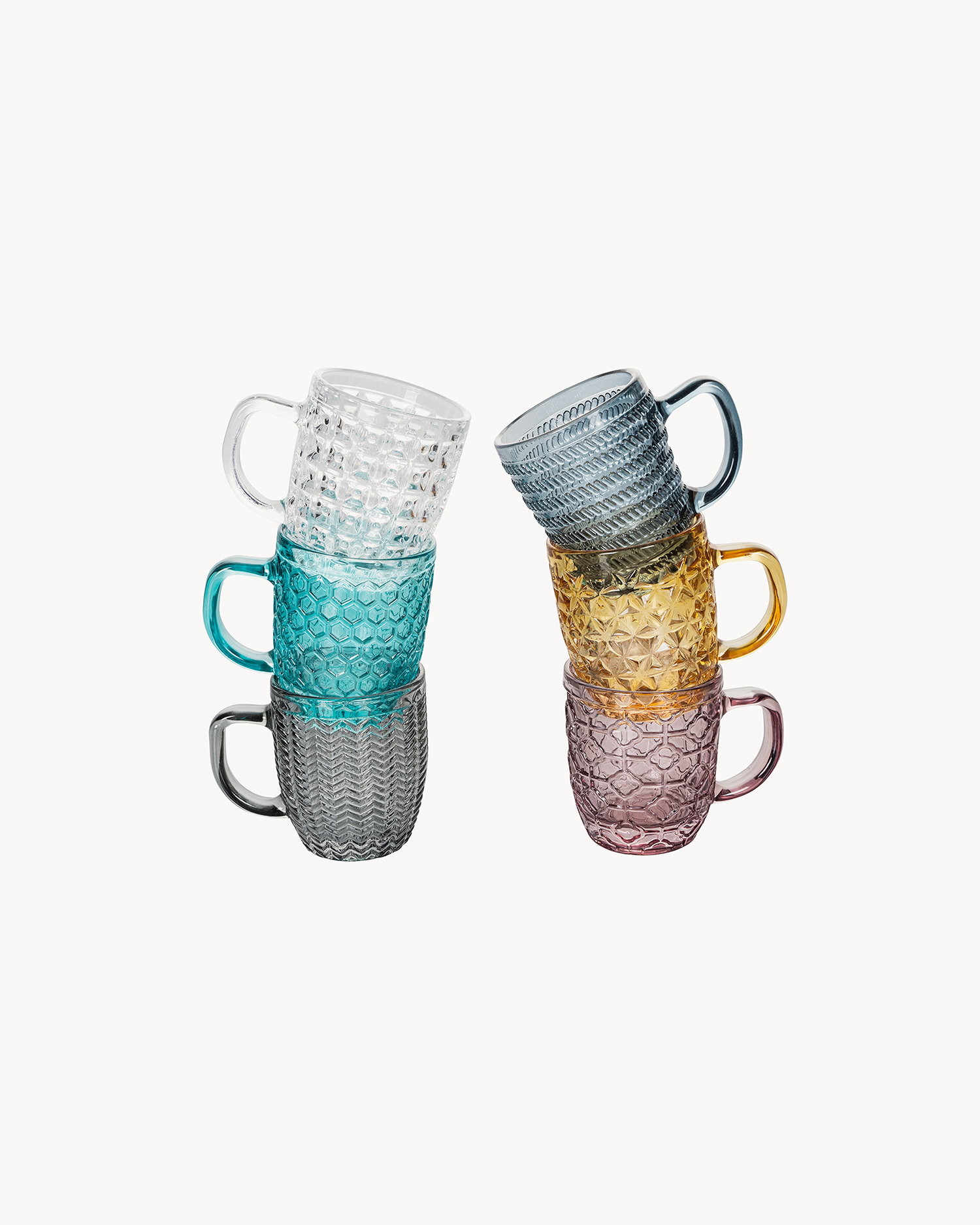 Set tazzine in vetro colorato Geometrie