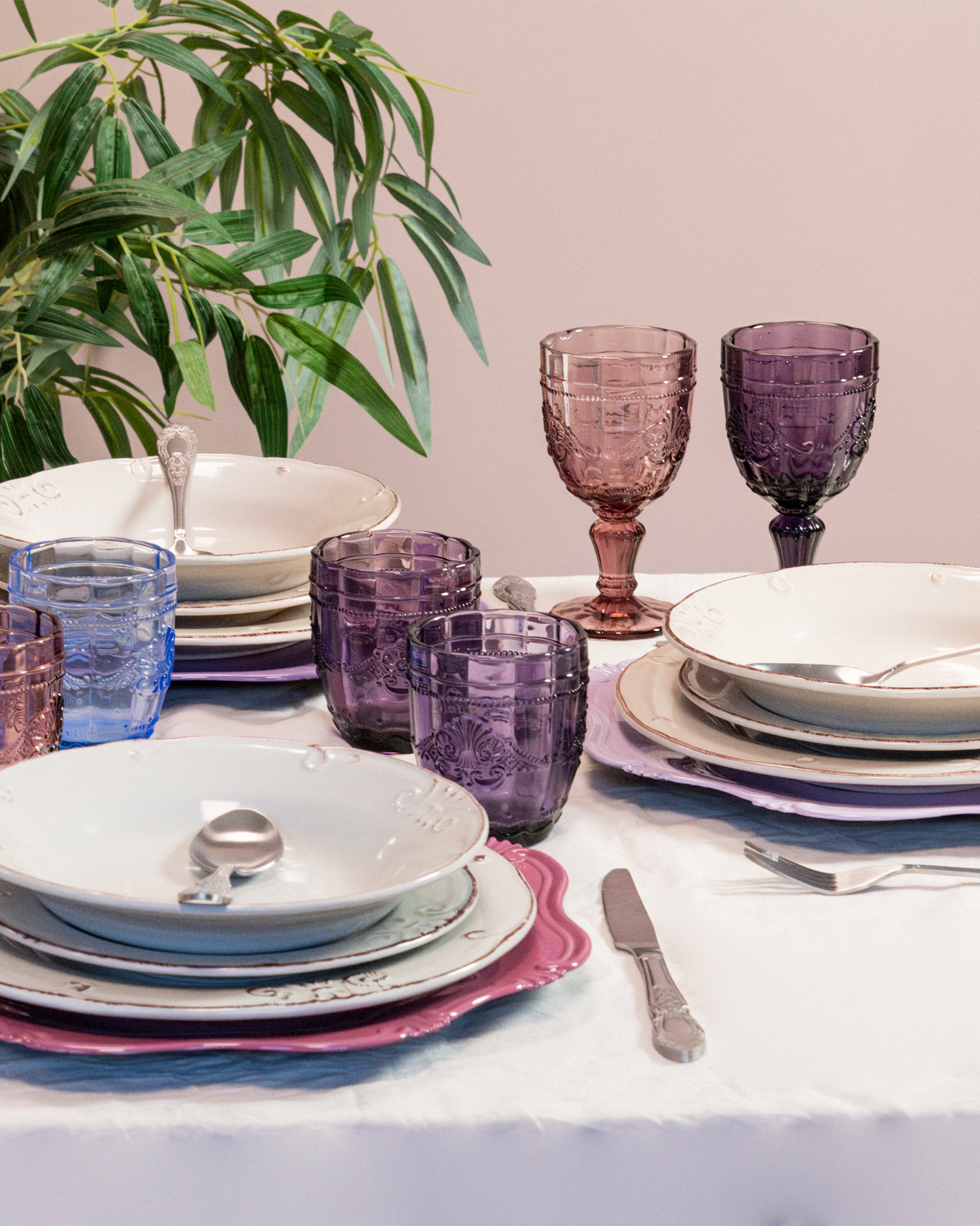 Bicchieri acqua in vetro con decoro Syrah, Provence