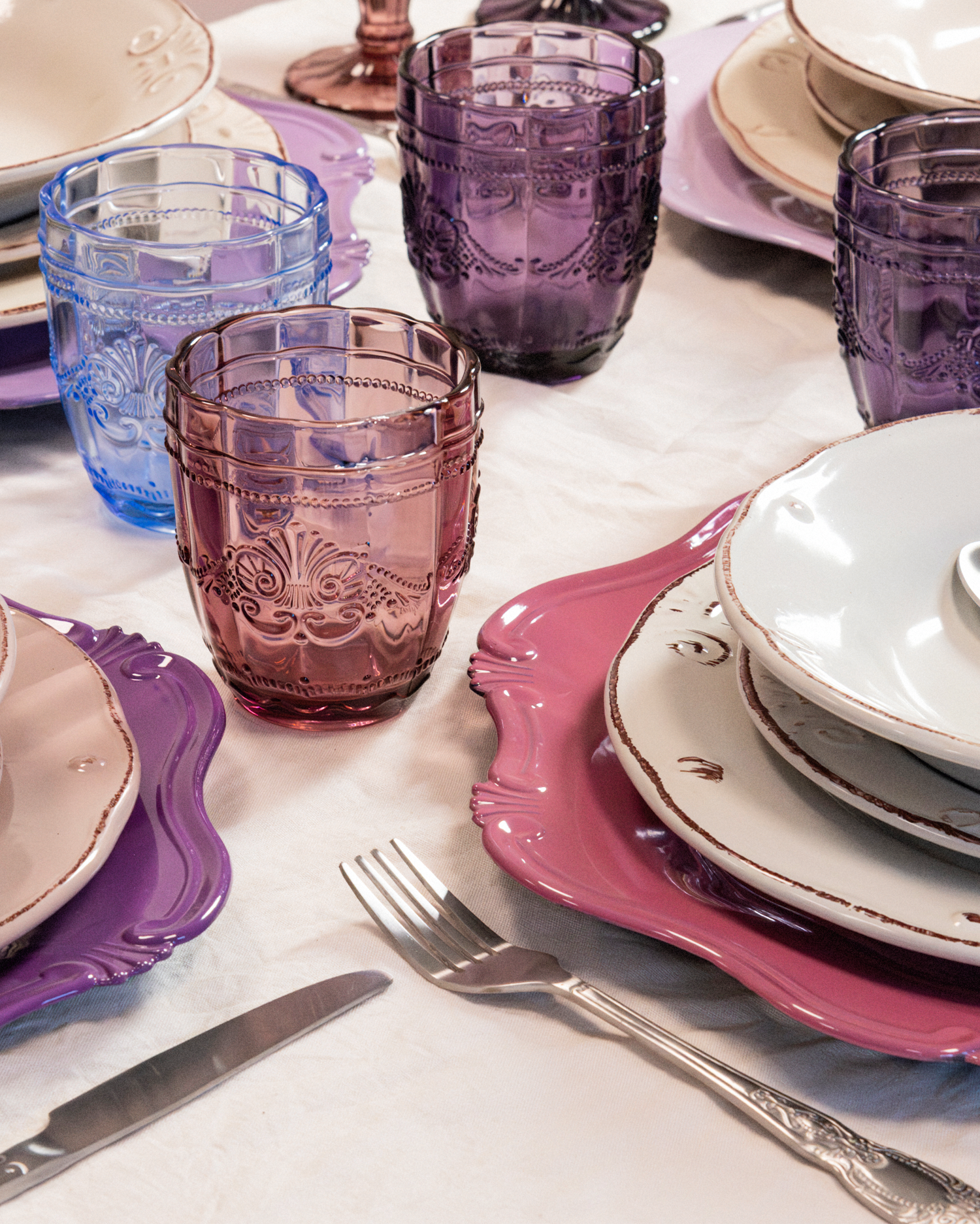 Bicchieri acqua in vetro con decoro Syrah, Provence