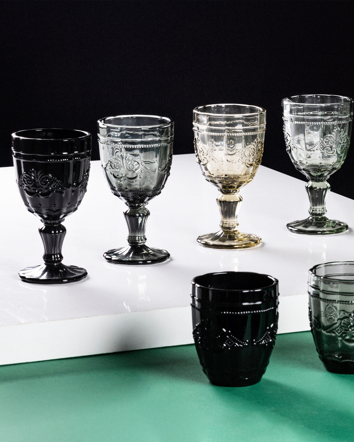 Bicchieri acqua in vetro con decoro Syrah, stones