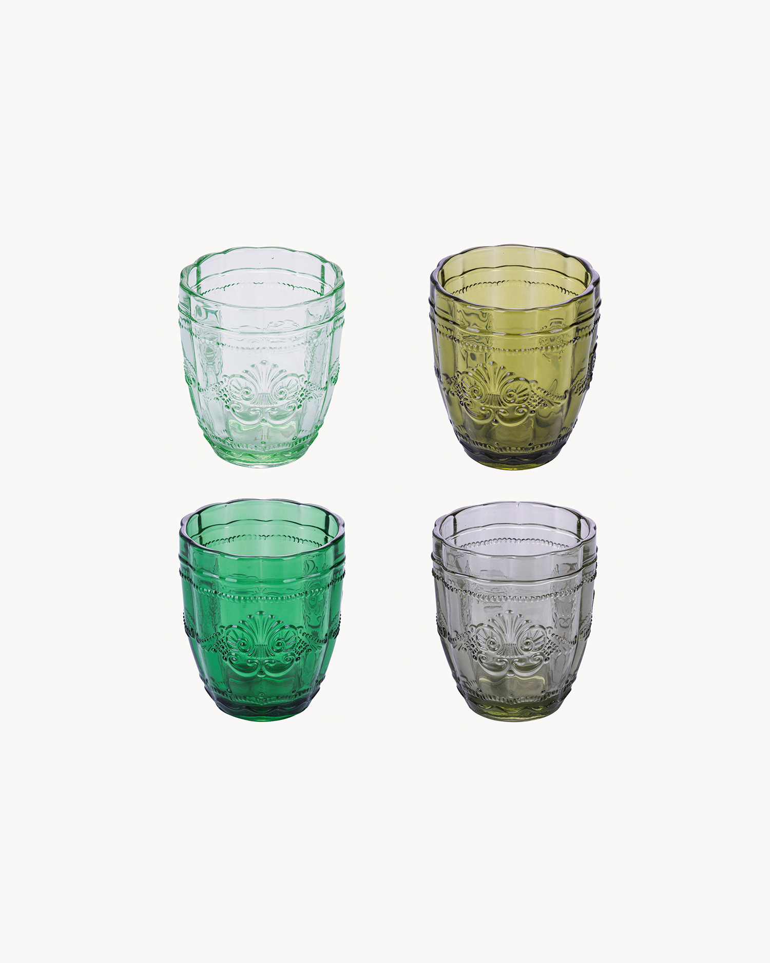 Bicchieri acqua in vetro con decoro Syrah, greenery