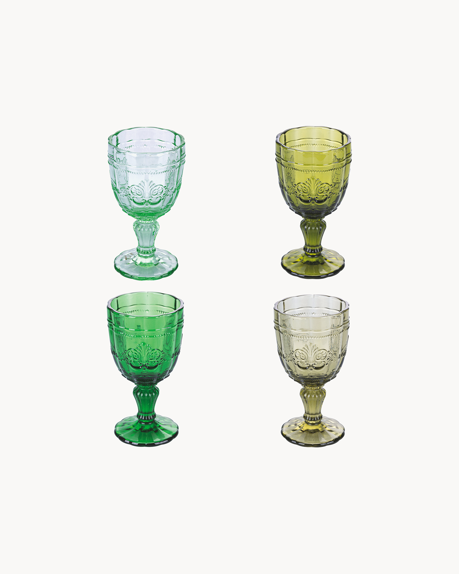 Calici in vetro trasparente con decoro Syrah, greenery