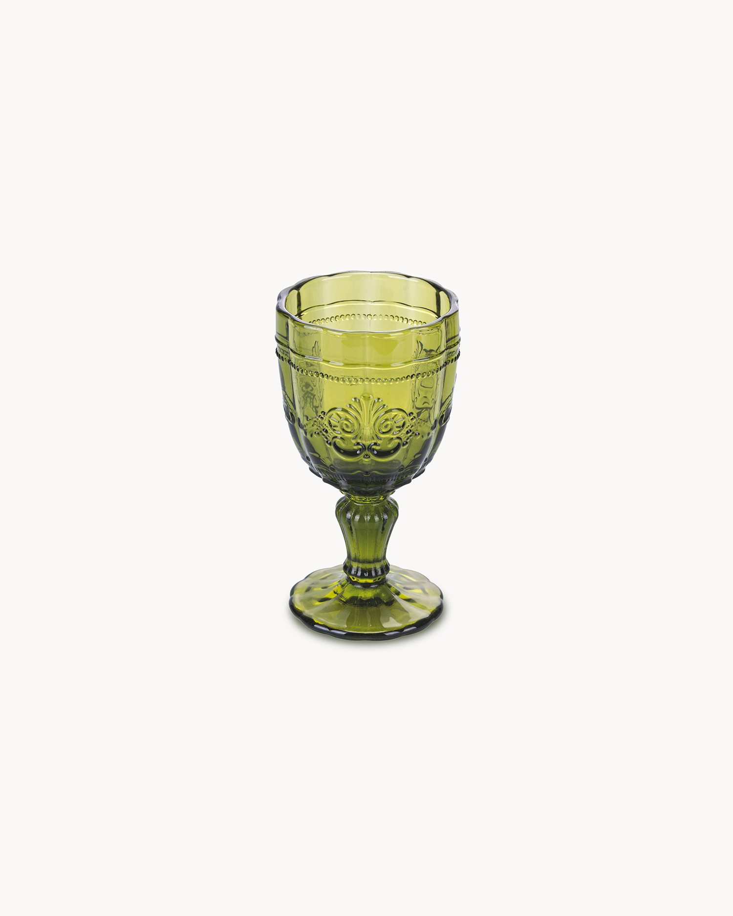 Calici in vetro trasparente con decoro Syrah, greenery