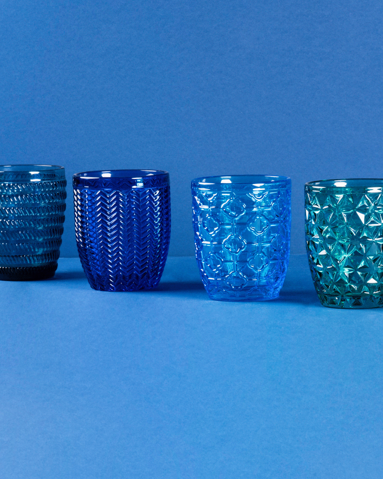 Bicchieri acqua in vetro colorato Geometrie Ocean