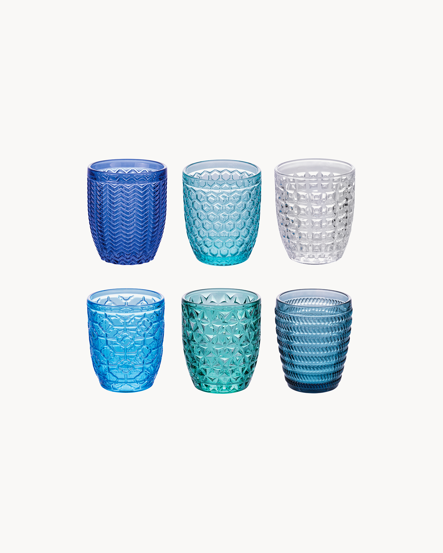 Bicchieri acqua in vetro colorato Geometrie Ocean