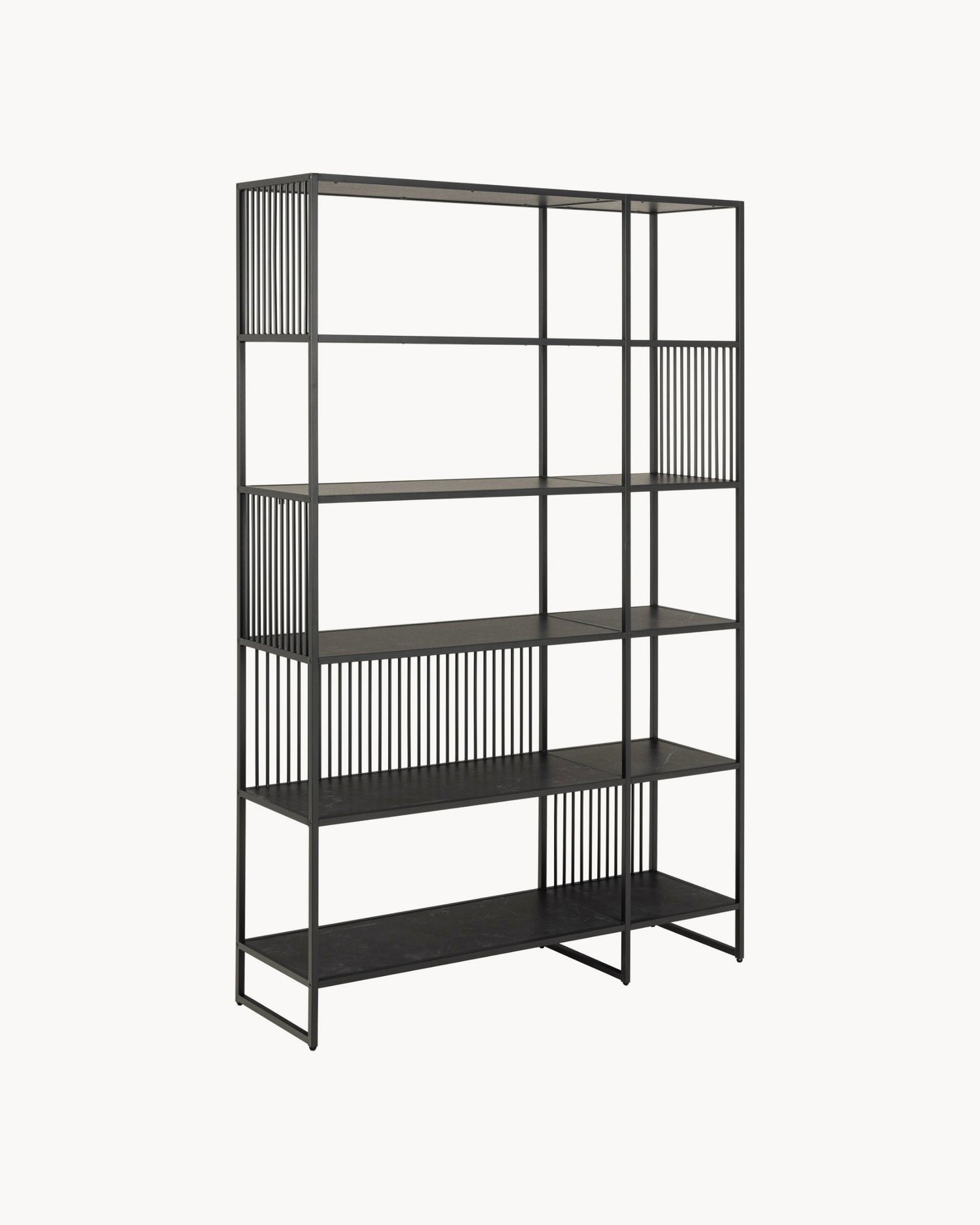 Libreria in acciaio con ripiani in legno Strington