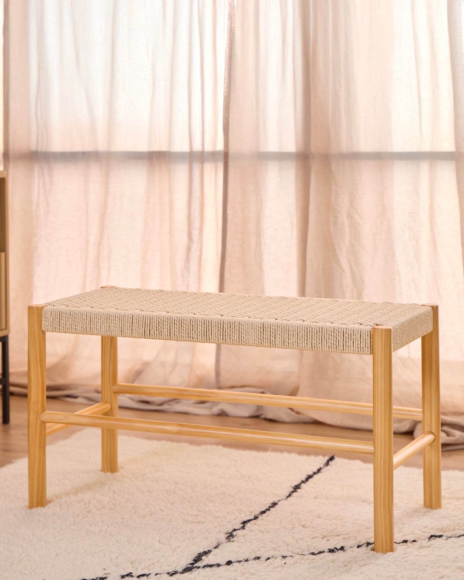 Panca in legno con motivo a intreccio Alvin