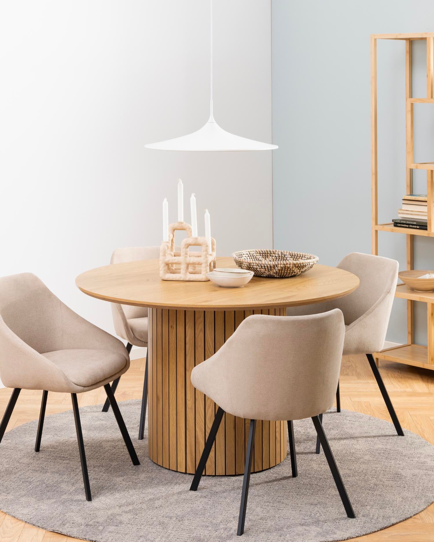 Tavolo da pranzo rotondo effetto legno Yale