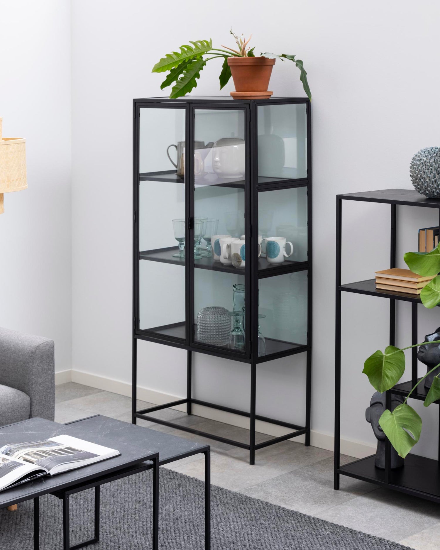 Vetrina bassa in acciaio e vetro Seaford