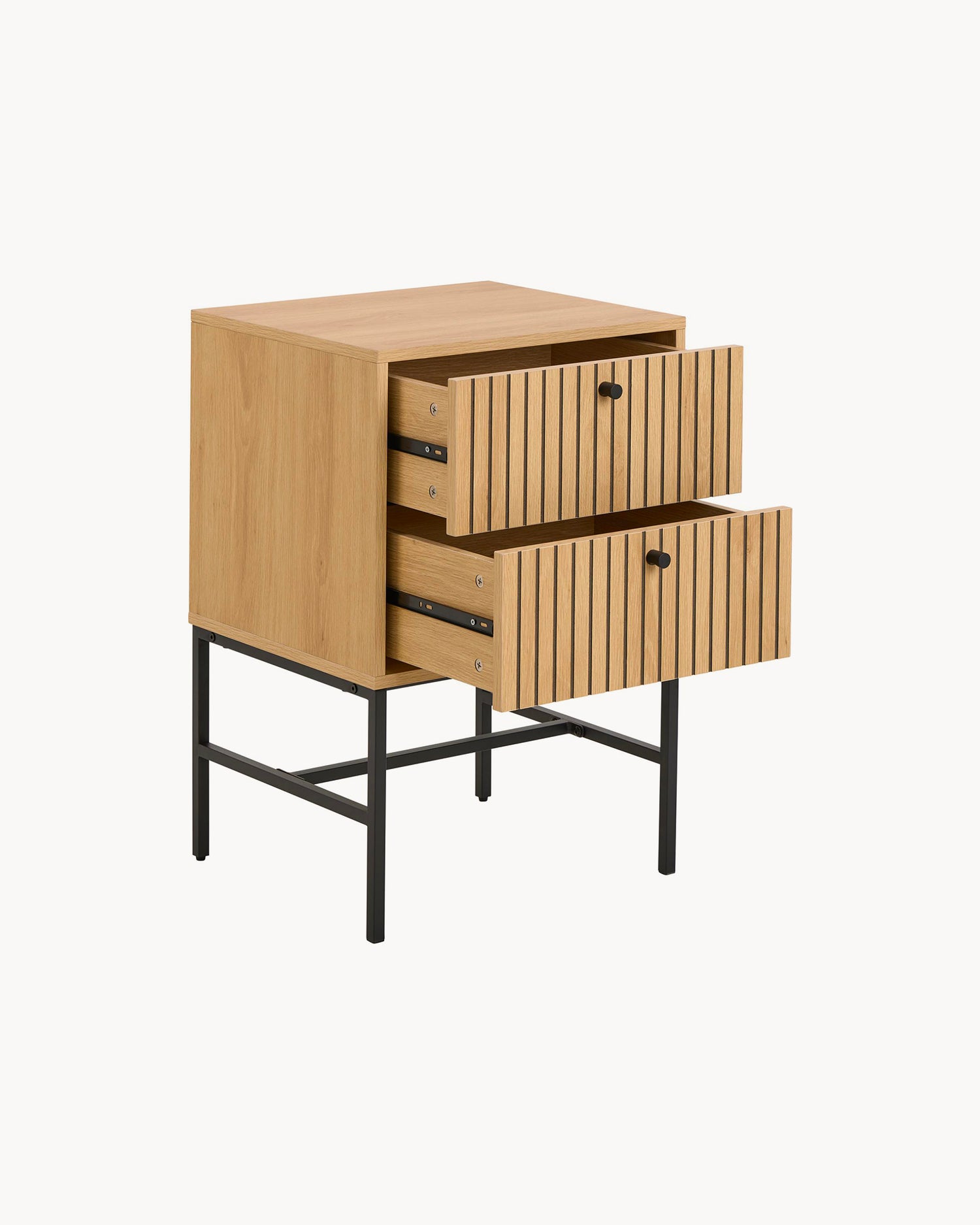 Comodino in legno con base in metallo Albany